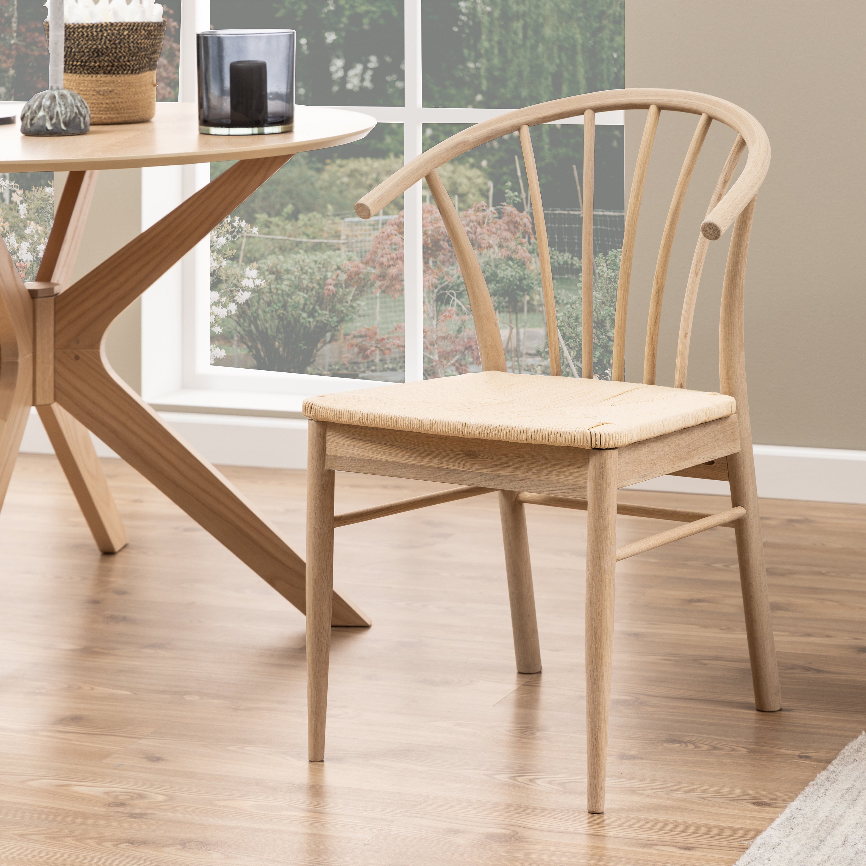 Cassandra Dining Chair with Armrest in White Oak Set of 2 – FTG, view 5