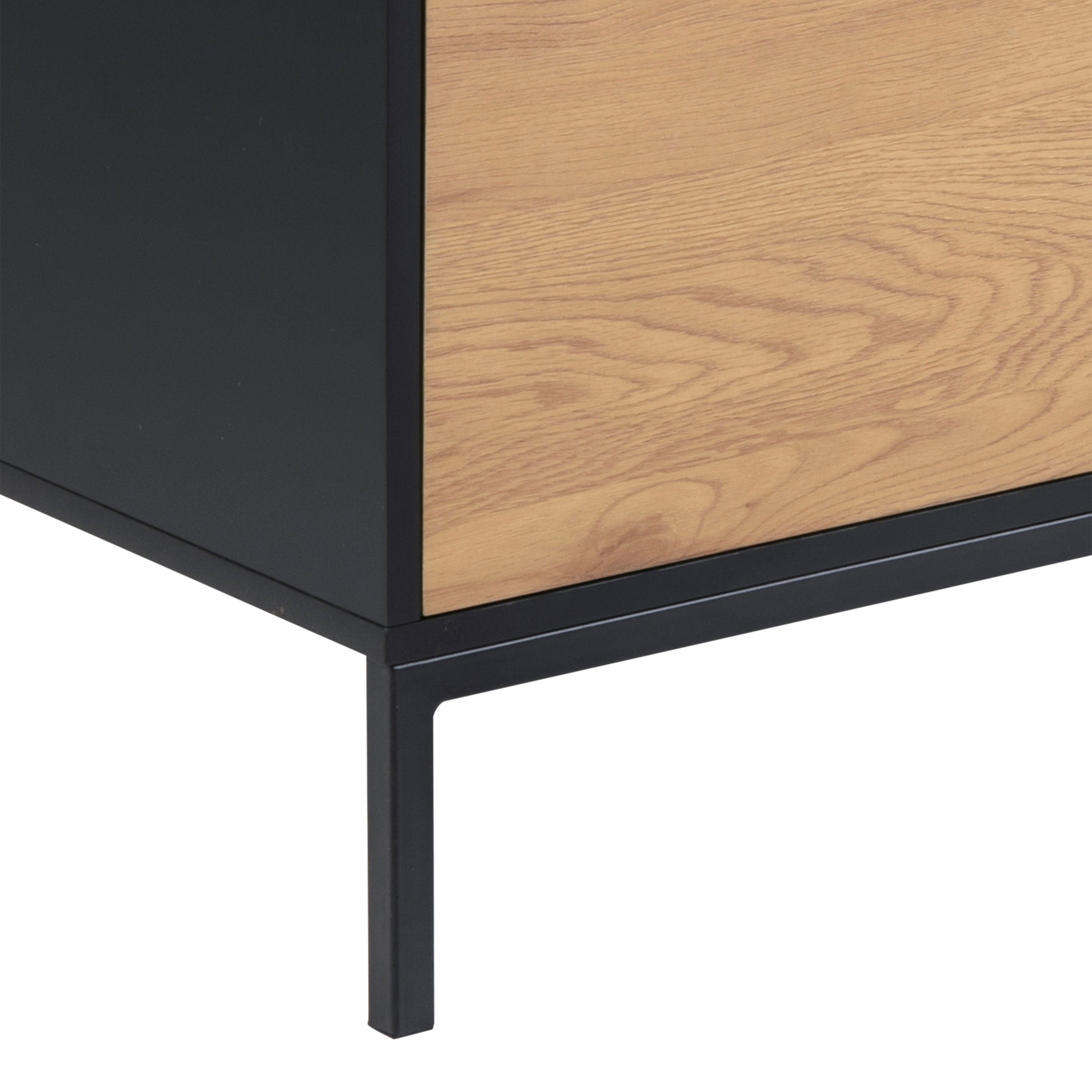 Seaford TV Unit 2 Doors 1 Drawer in Black & Oak – FTG, view 8