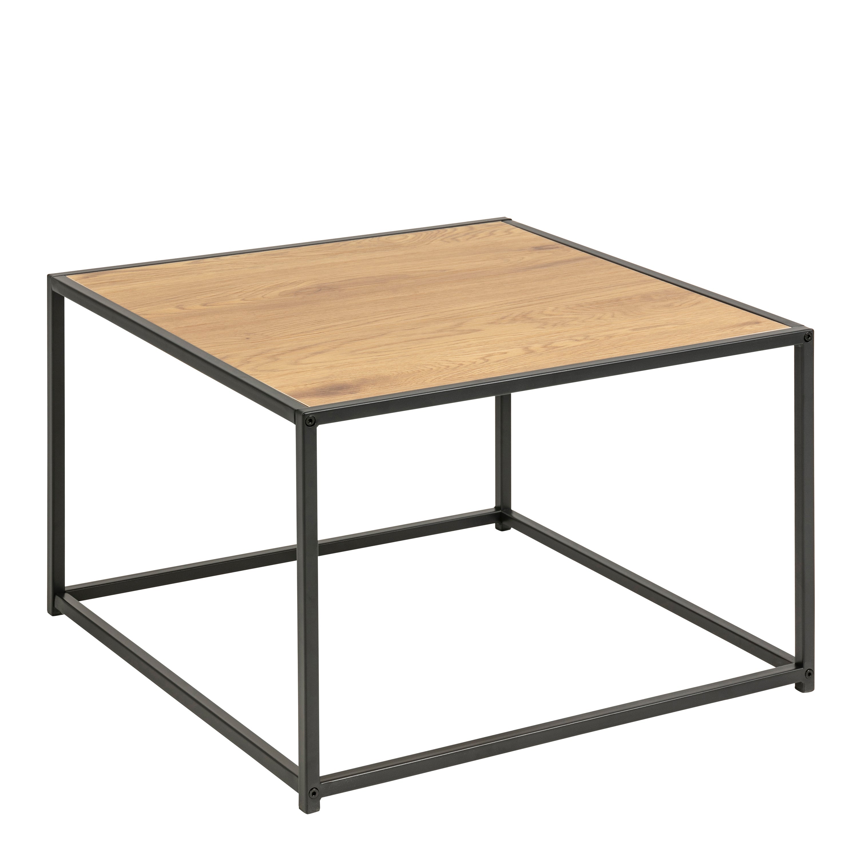 Seaford Black Metal Coffee Table with Oak Top – FTG