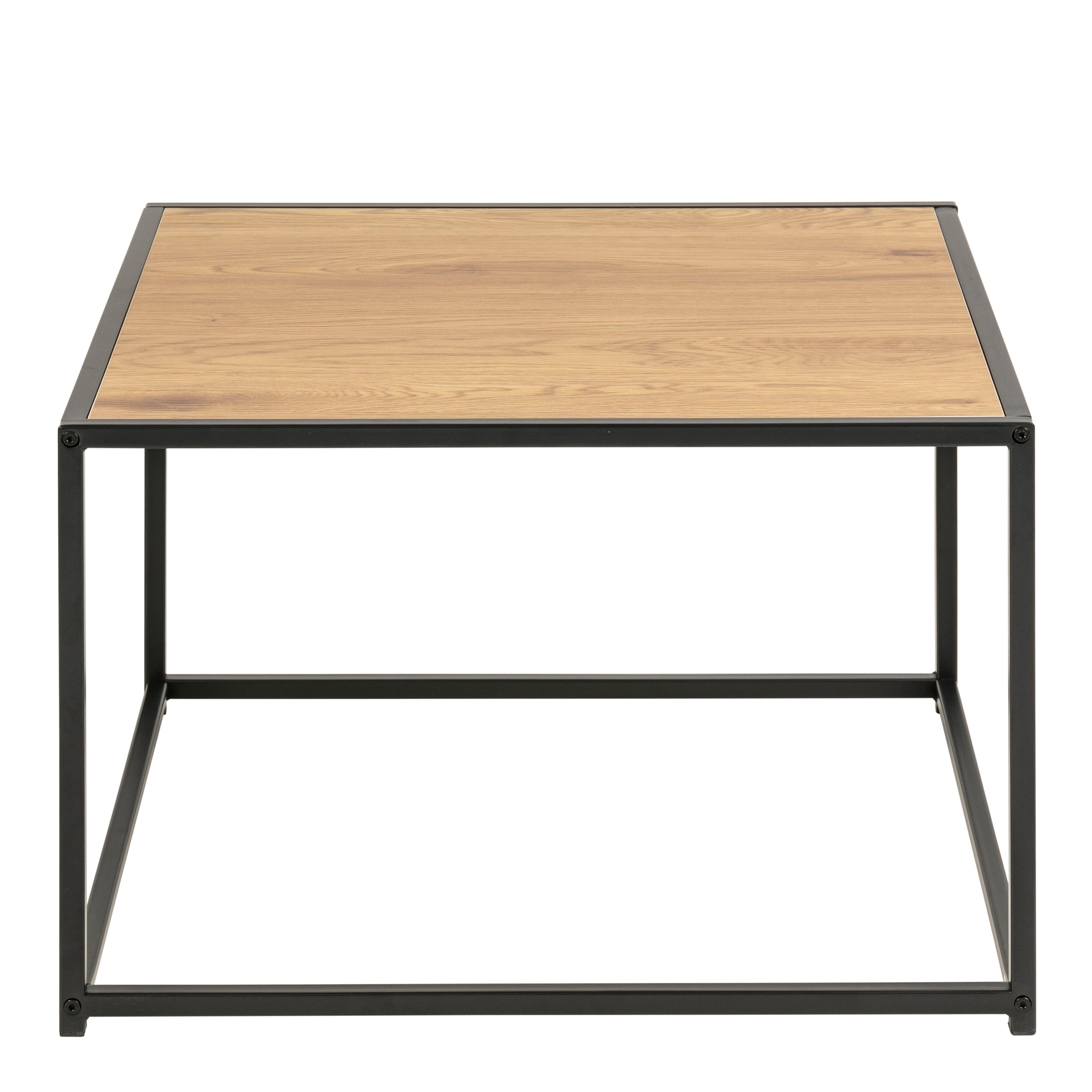 Seaford Black Metal Coffee Table with Oak Top – FTG, view 2