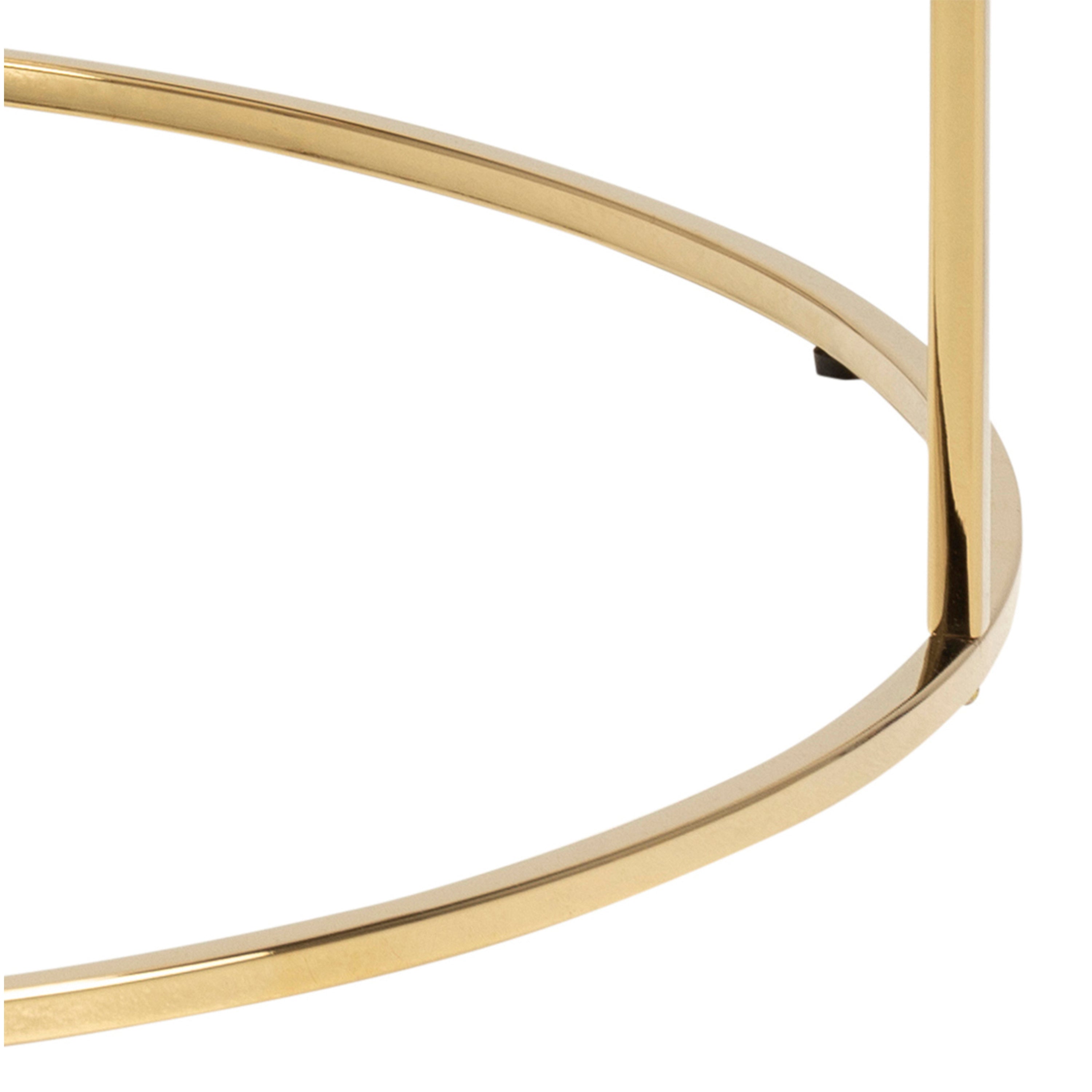 Bolton -A1 Round Coffee Table with White Crystal Clear Marble Glass Top & Gold Base – FTG, view 7