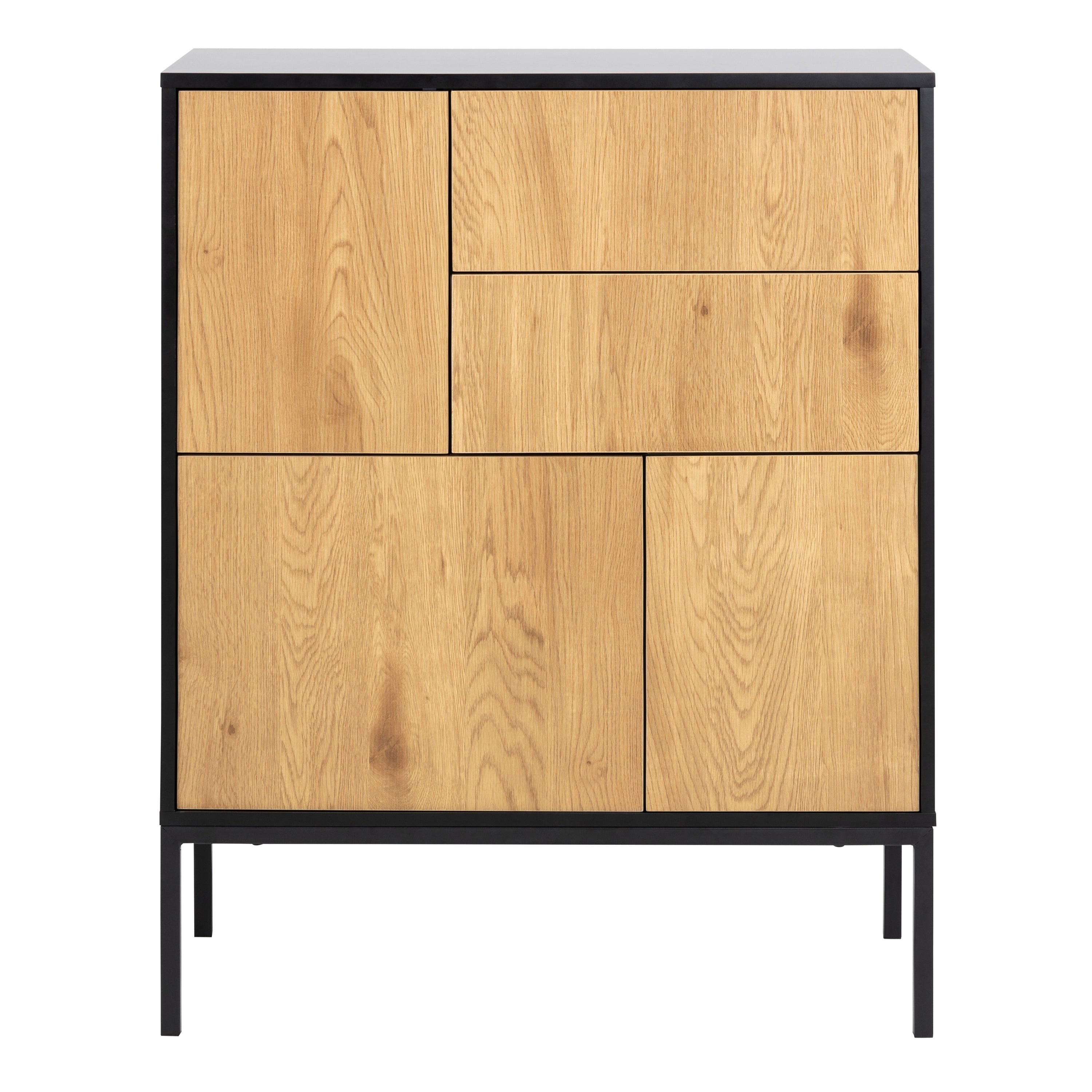 Seaford 3 Door 2 Drawer Sideboard in Black & Oak – FTG, view 2