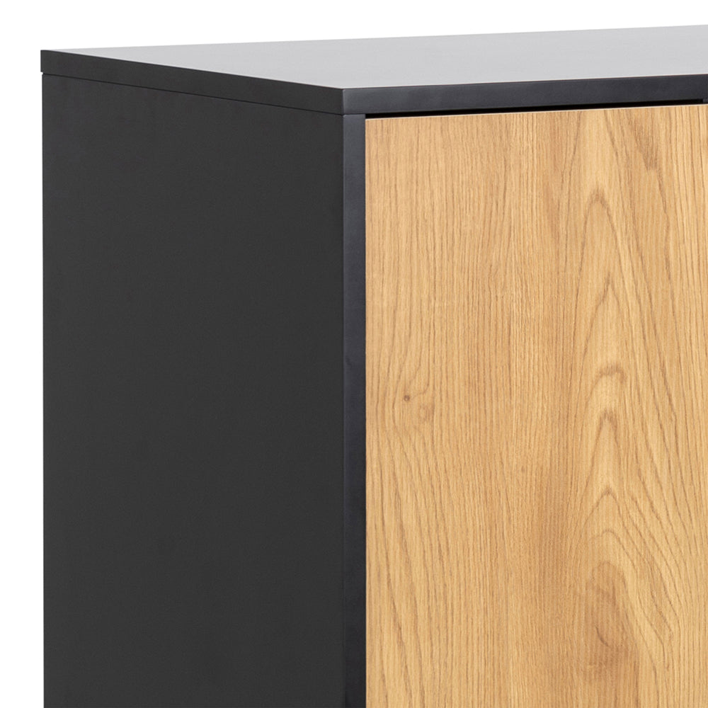 Seaford 3 Door 2 Drawer Sideboard in Black & Oak – FTG, view 7