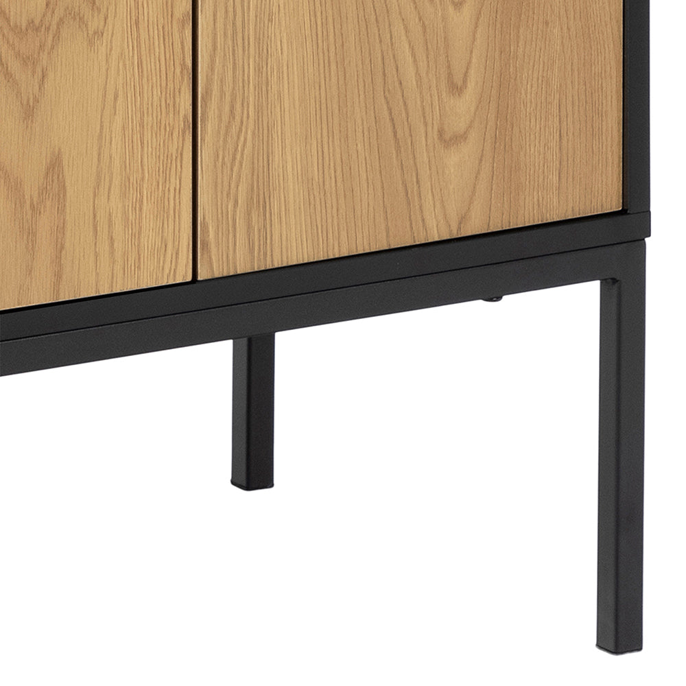 Seaford 3 Door 2 Drawer Sideboard in Black & Oak – FTG, view 9