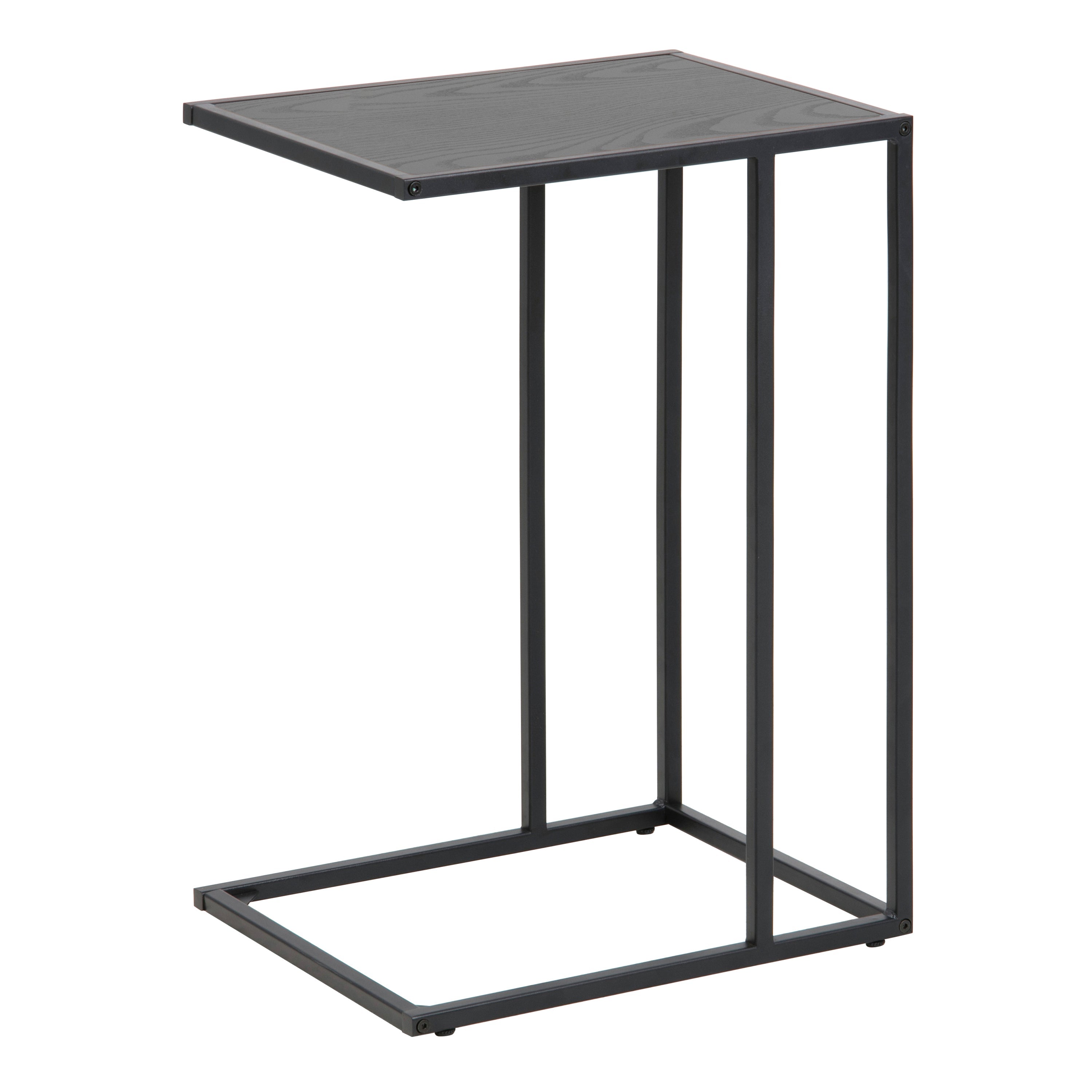 Seaford Black Metal Side Table with Black Top – FTG