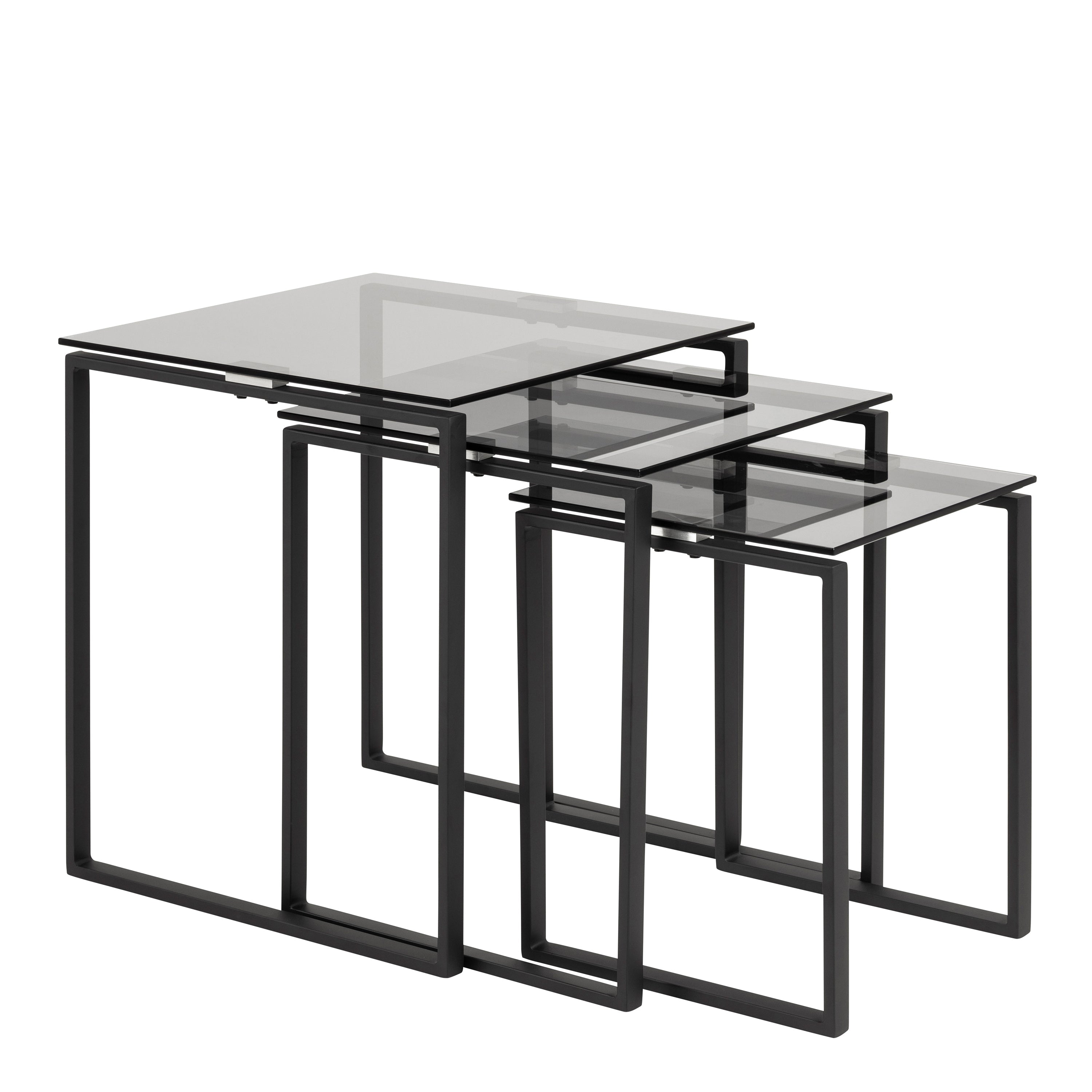 Katrine Nest of Tables with Smoked Glass Top Set of 3 – FTG