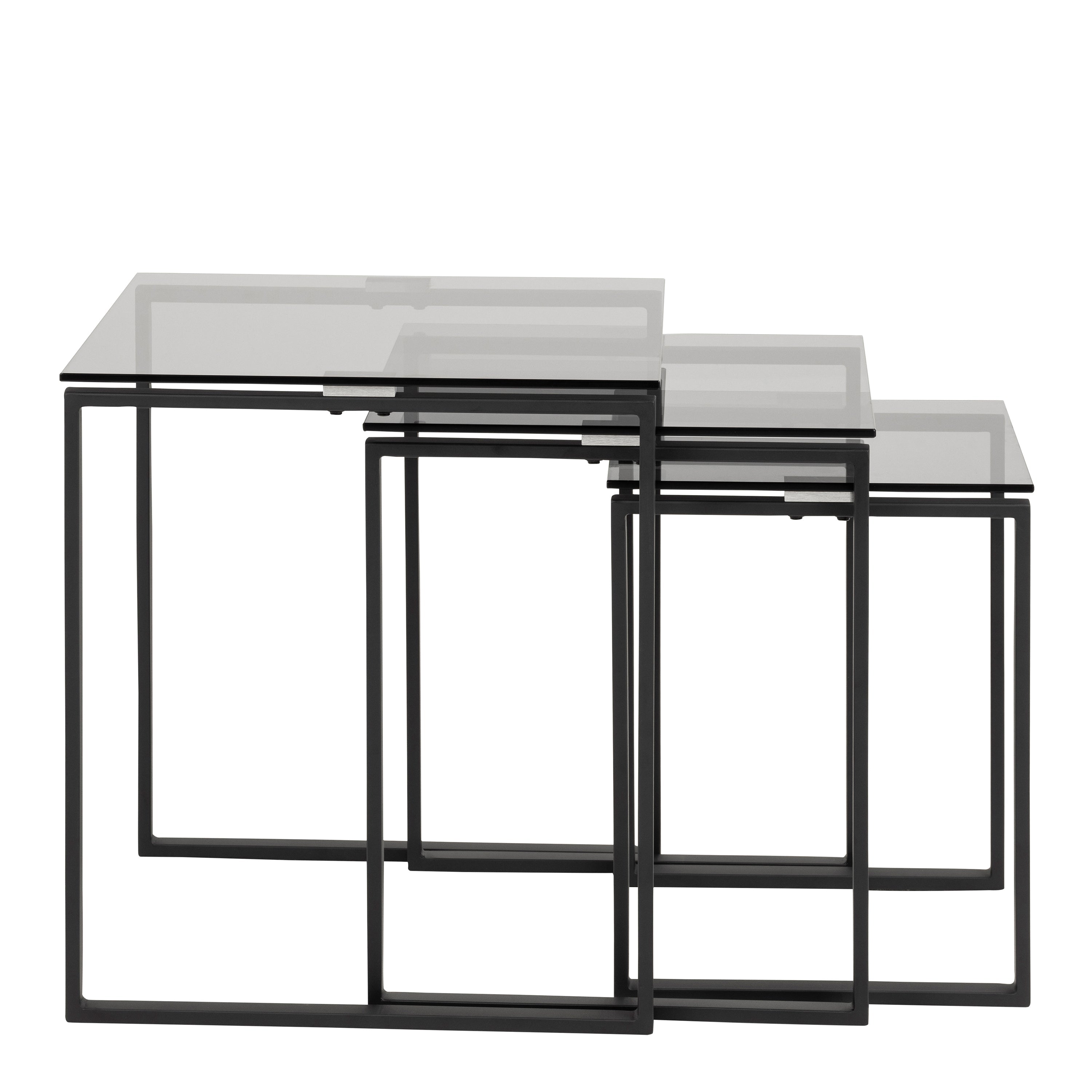 Katrine Nest of Tables with Smoked Glass Top Set of 3 – FTG, view 2