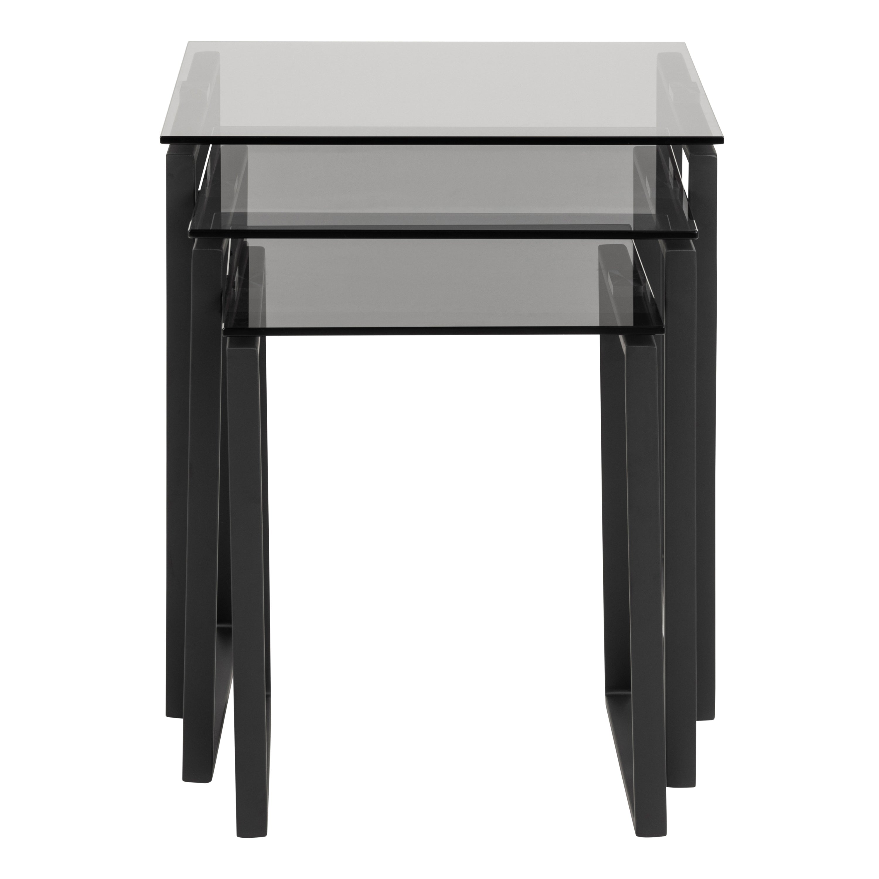 Katrine Nest of Tables with Smoked Glass Top Set of 3 – FTG, view 3