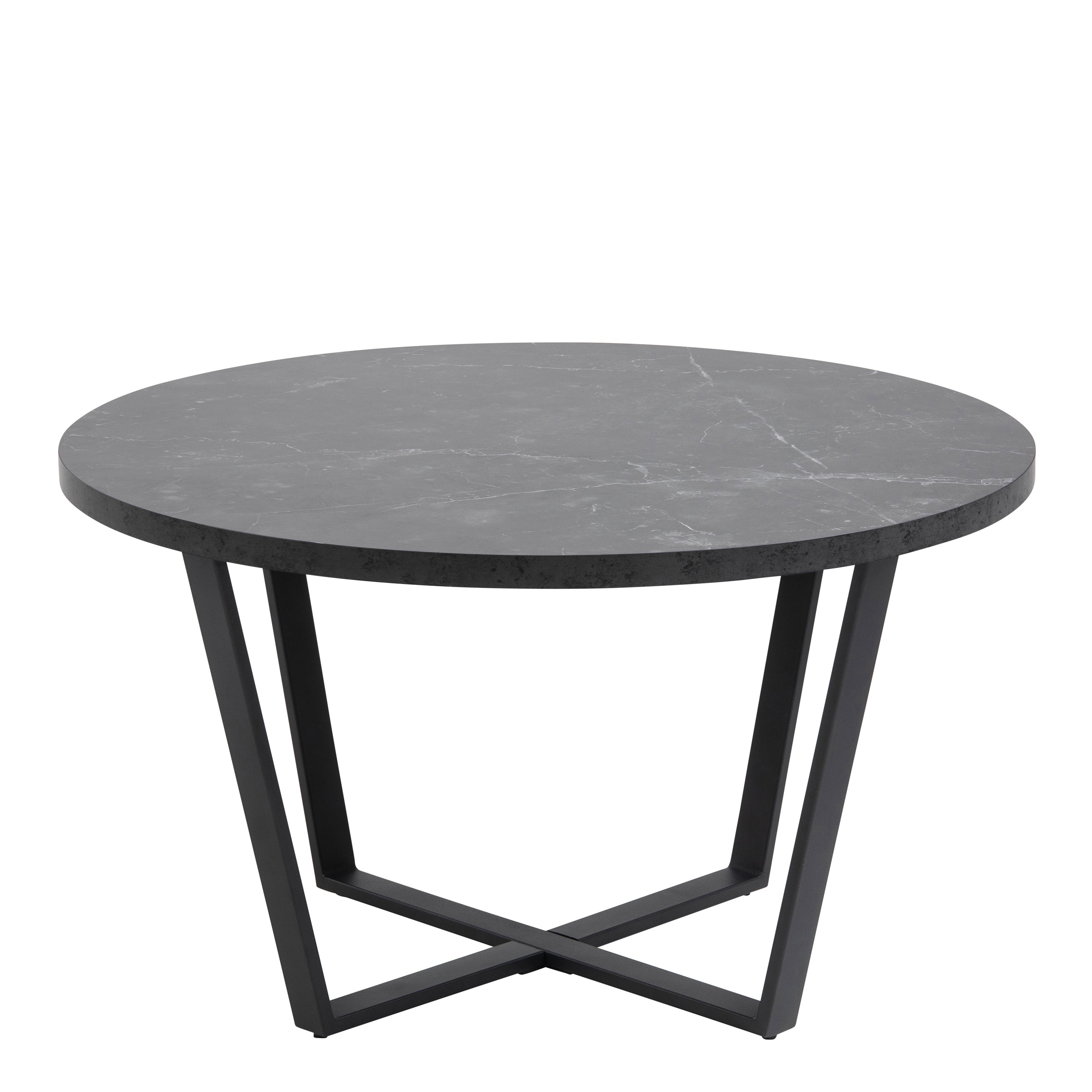 Amble Round Coffee Table with Black Marble Melamine Top & Black Legs – FTG, view 2