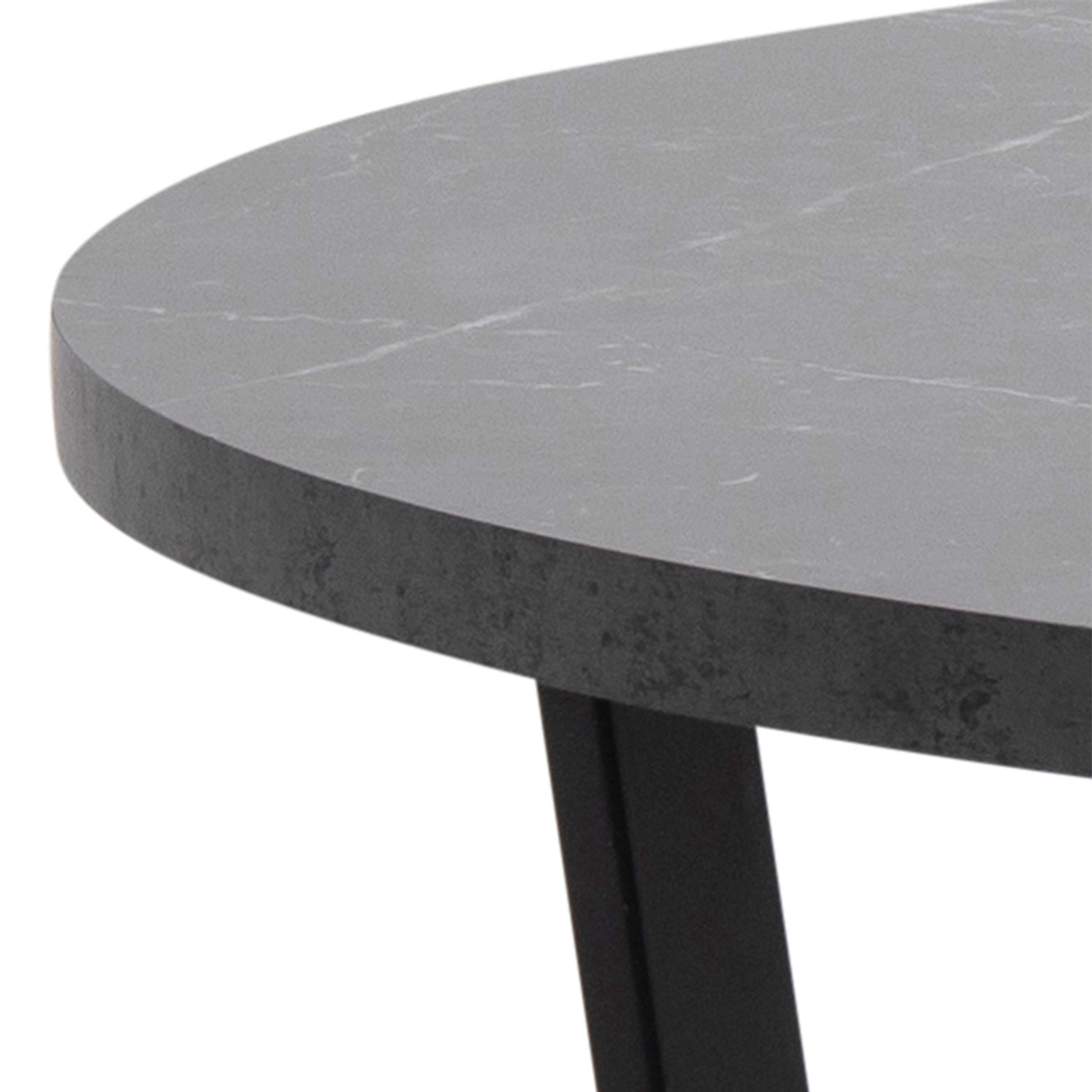 Amble Round Dining Table with Black Marble Melamine Top & Black Legs – FTG, view 8