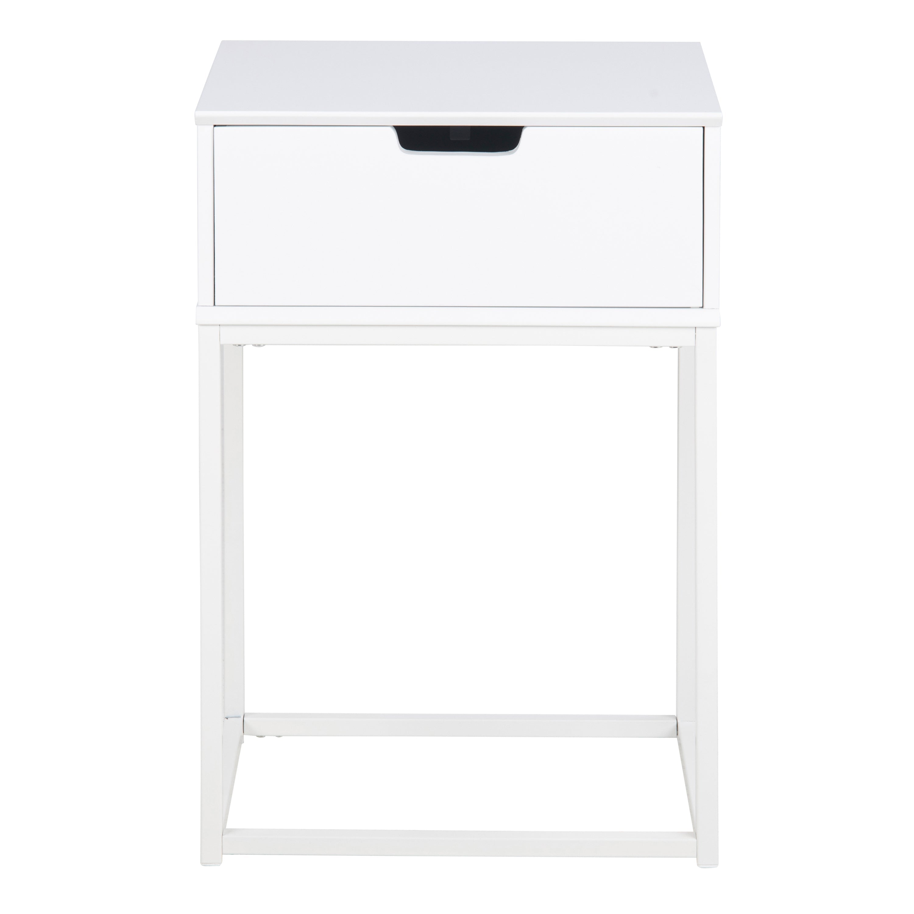 Mitra 1 Drawer Bedside Table in White – FTG, view 2