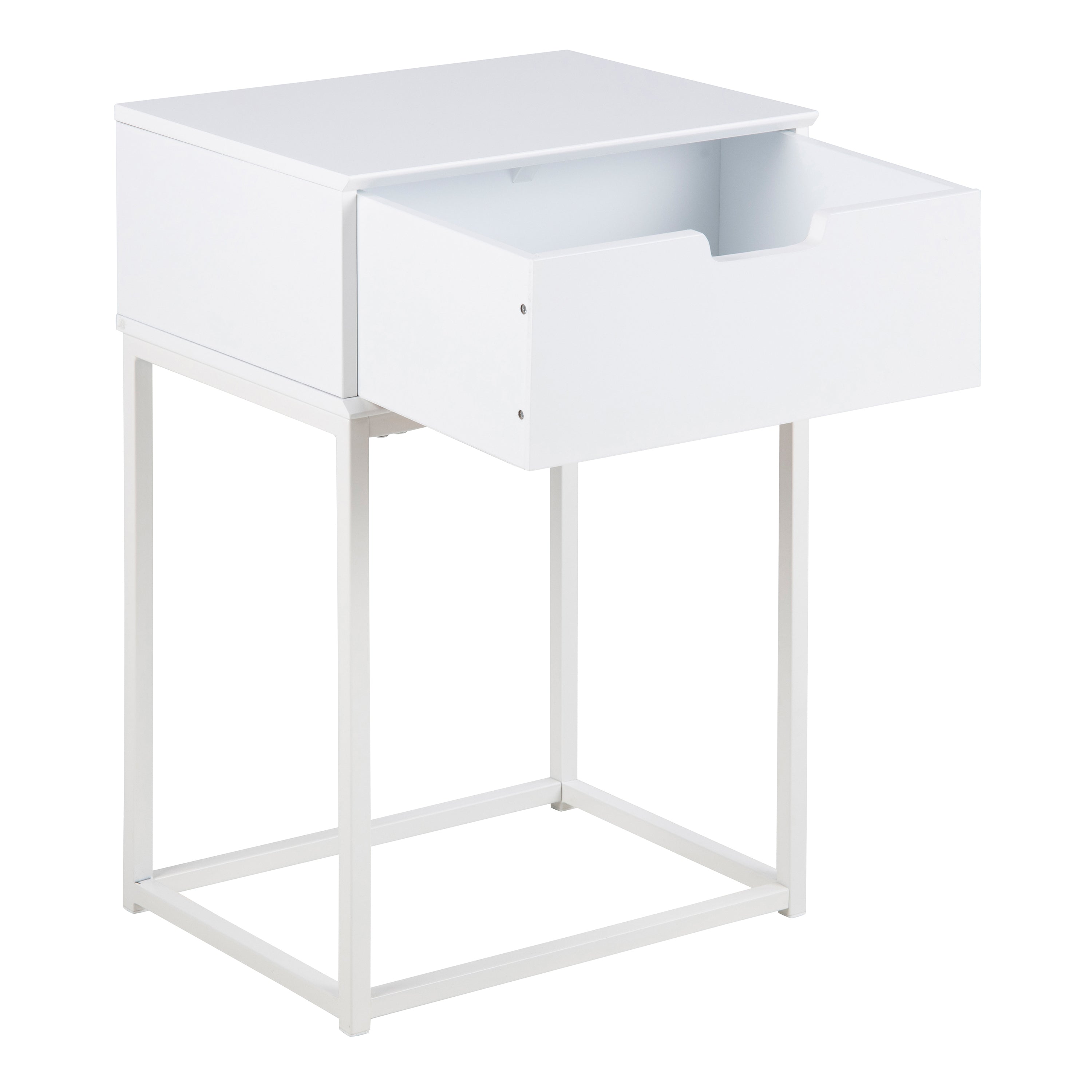 Mitra 1 Drawer Bedside Table in White – FTG, view 4