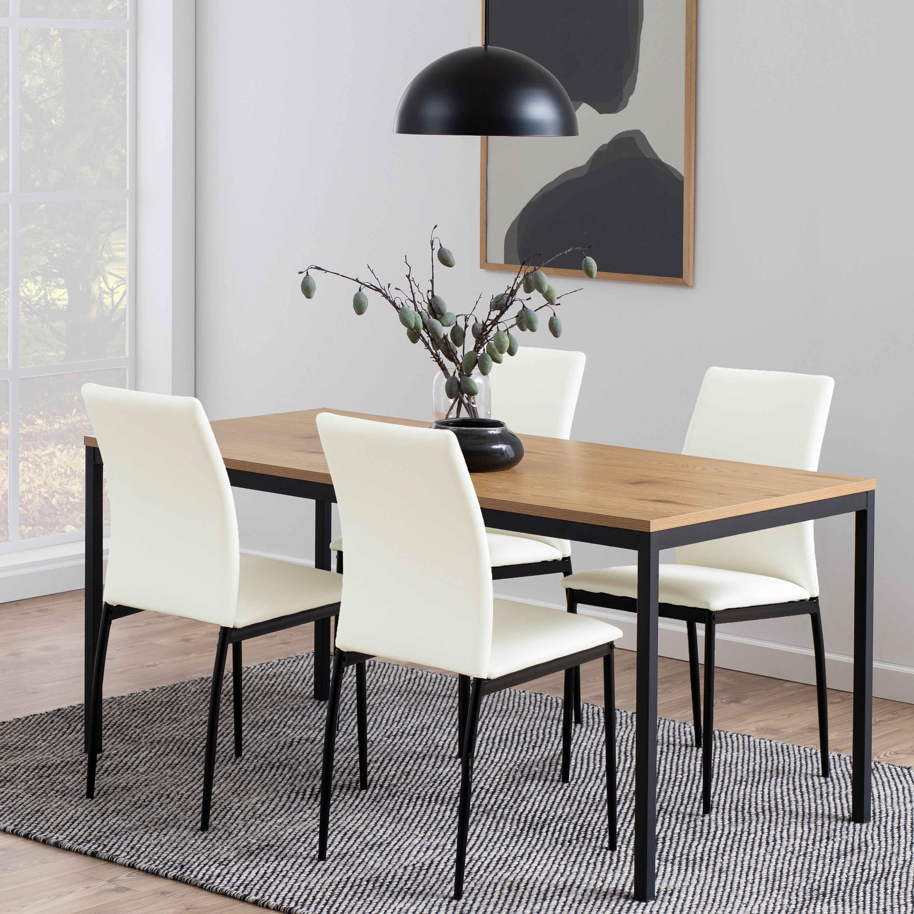 Seaford Dining Table in Black & Oak – FTG, view 3