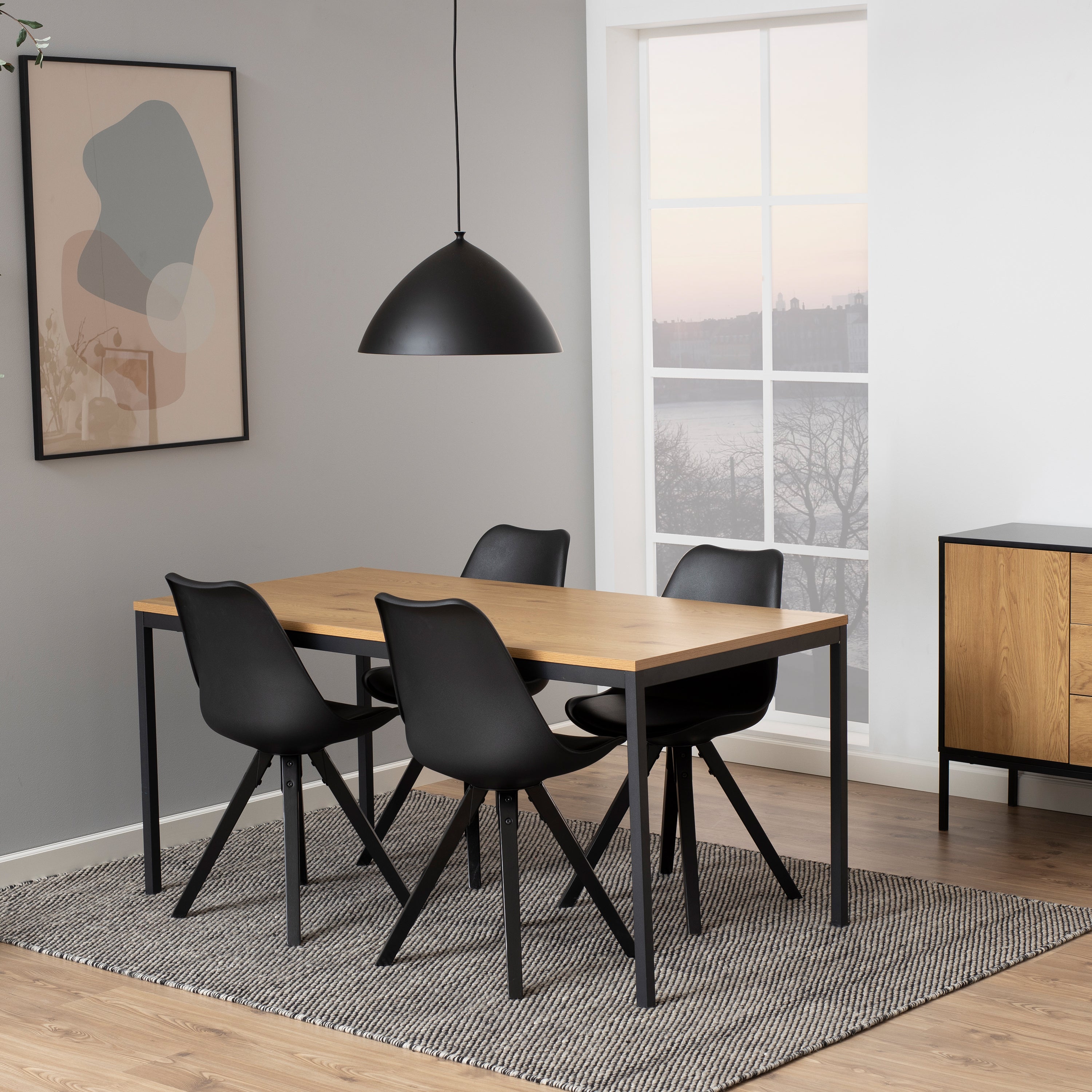 Seaford Dining Table in Black & Oak – FTG, view 4