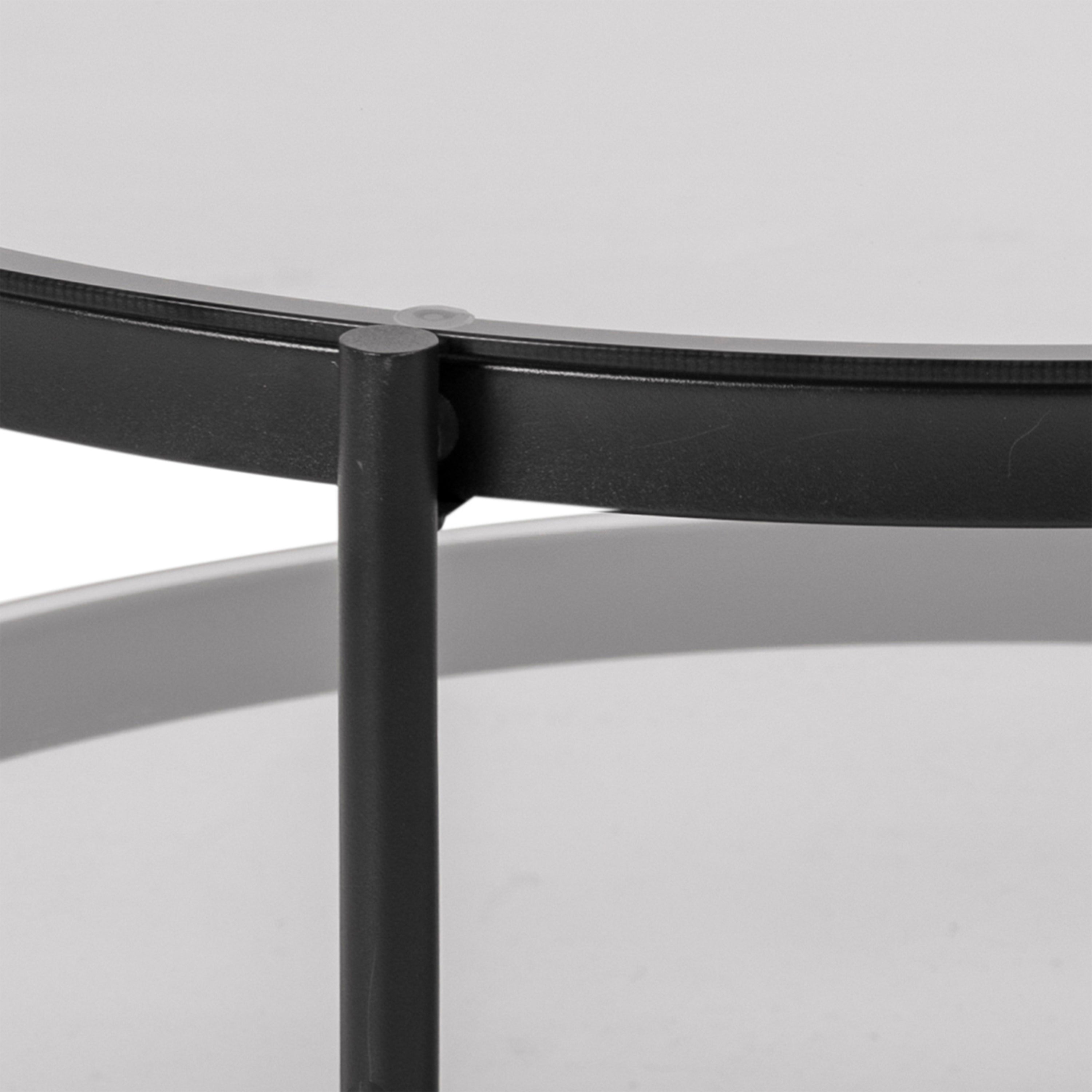 Bayonne Round Coffee Table in Black with Smoked Glass Top – FTG, view 7
