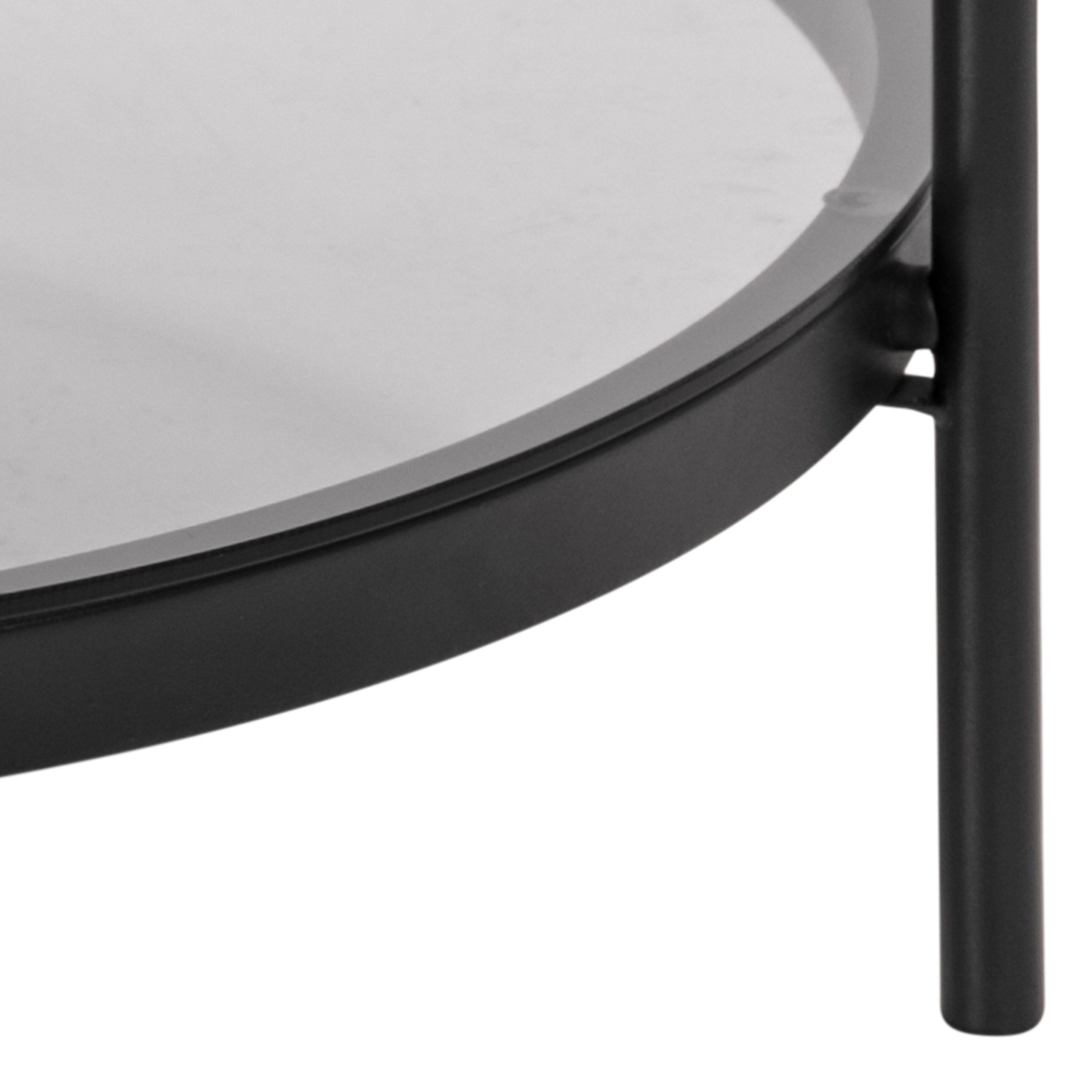 Bayonne Round Coffee Table in Black with Smoked Glass Top – FTG, view 8