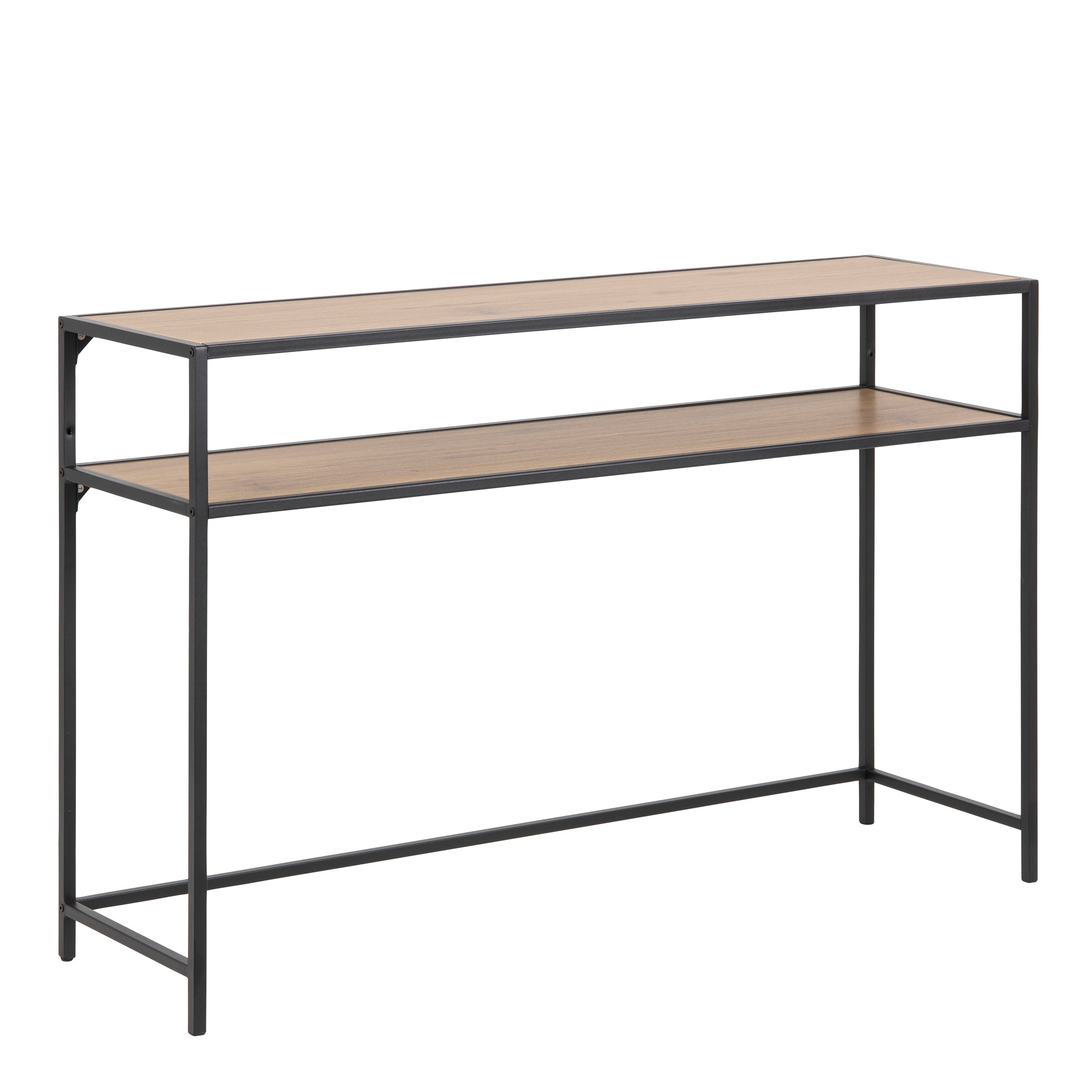 Seaford Black Metal Console Table with Oak Top – FTG
