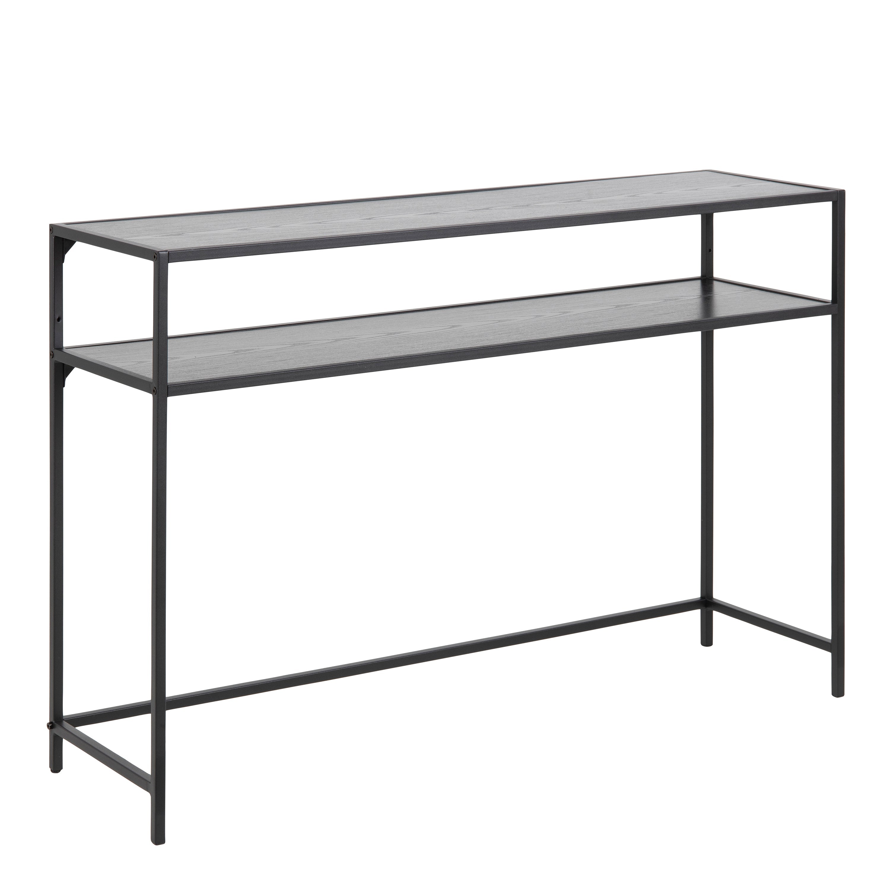 Seaford Black Metal Console Table with Black Top – FTG