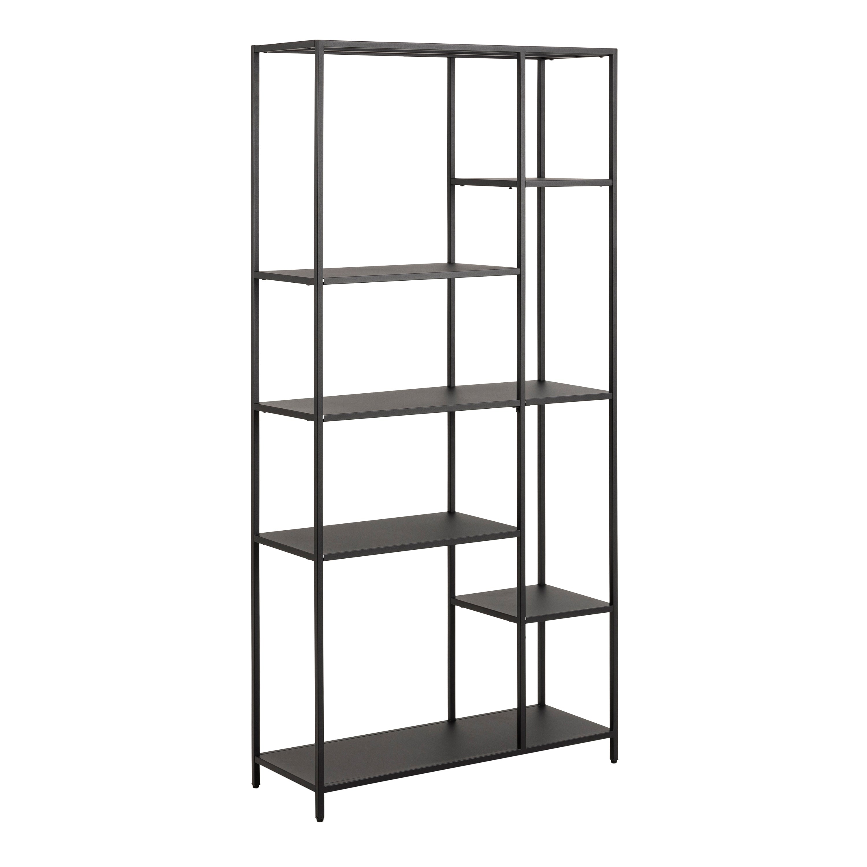 Newcastle Asymmetrical Bookcase with 6 Shelves in Matt Black – FTG
