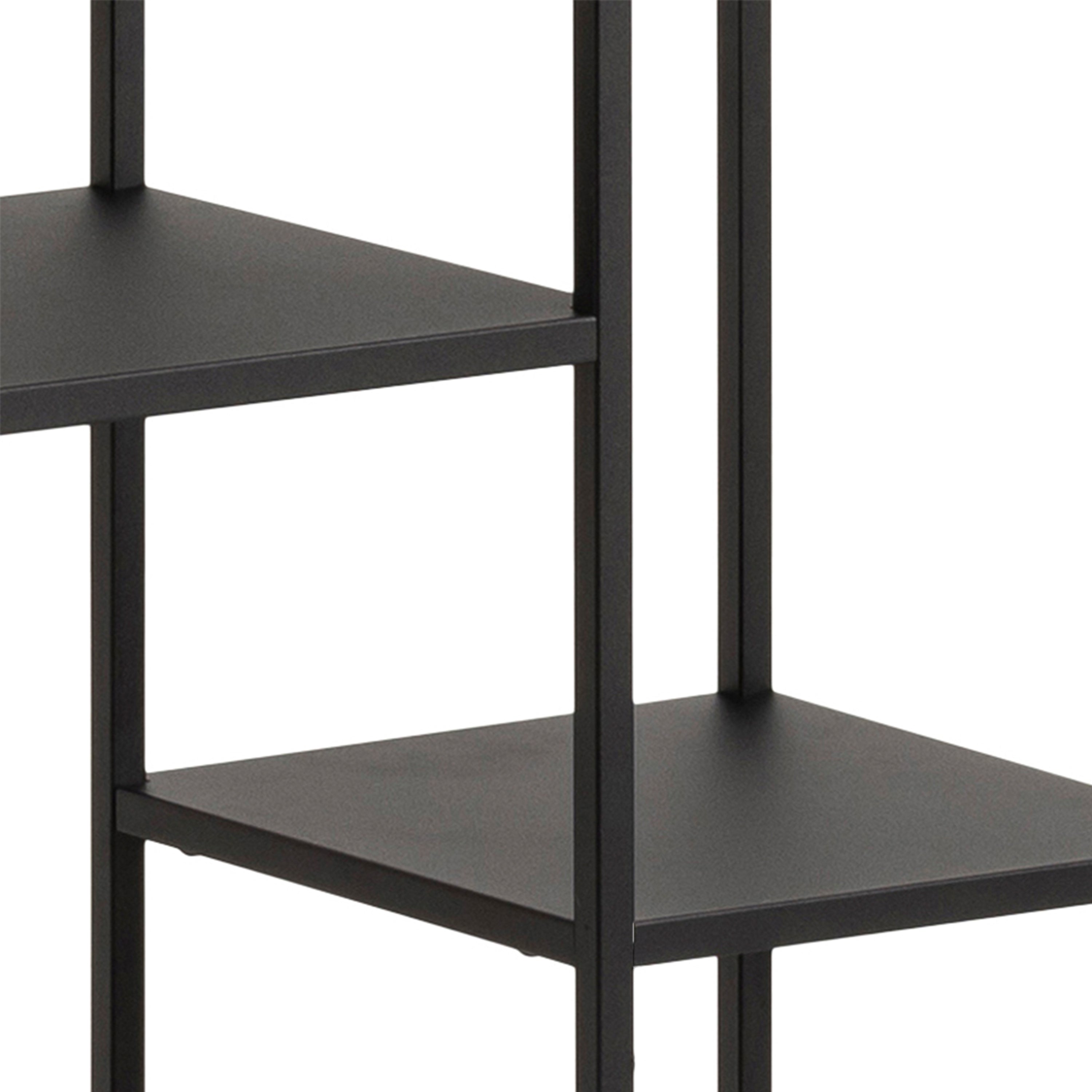 Newcastle Asymmetrical Bookcase with 6 Shelves in Matt Black – FTG, view 8