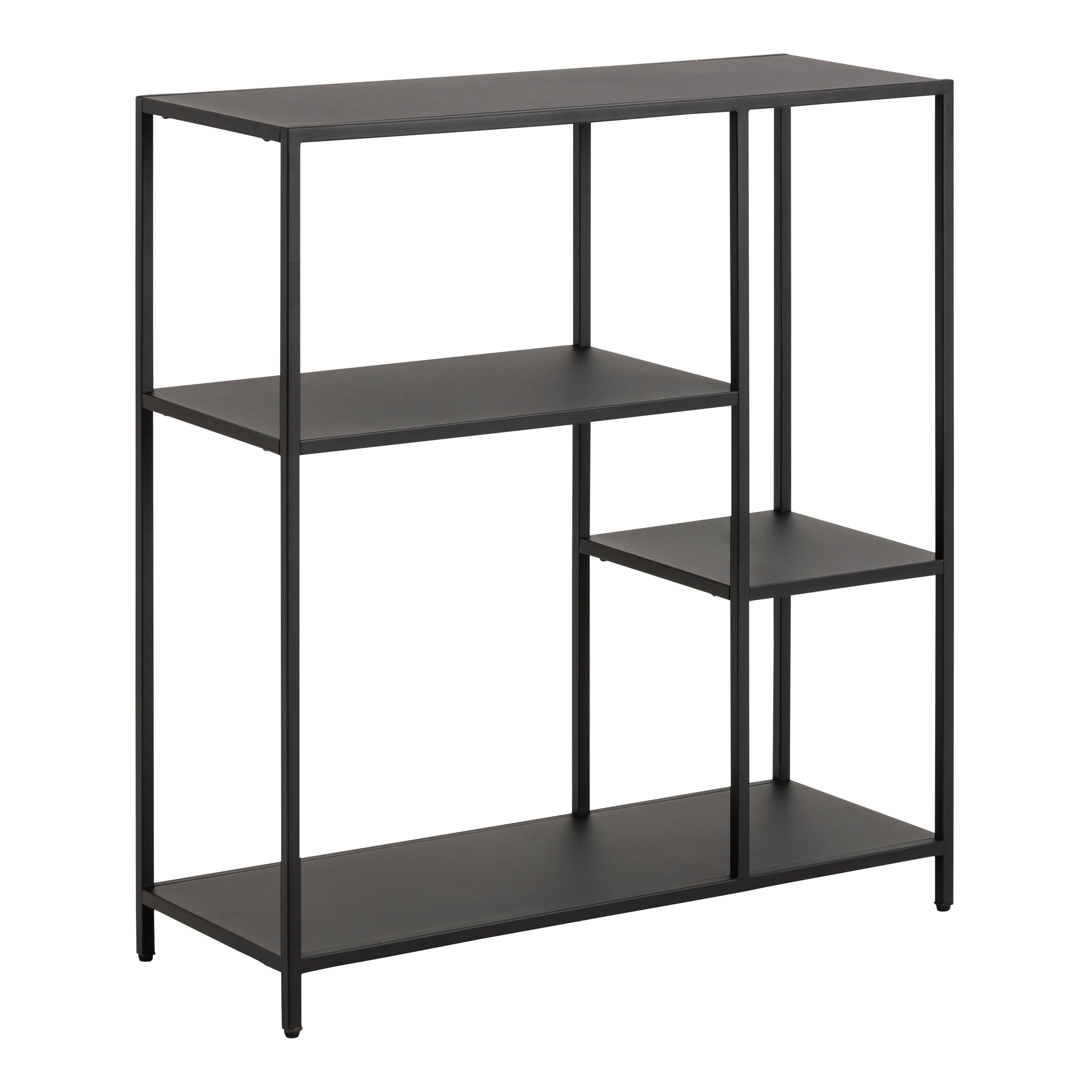 Newcastle Asymmetrical Bookcase with 3 Shelves in Matt Black – FTG