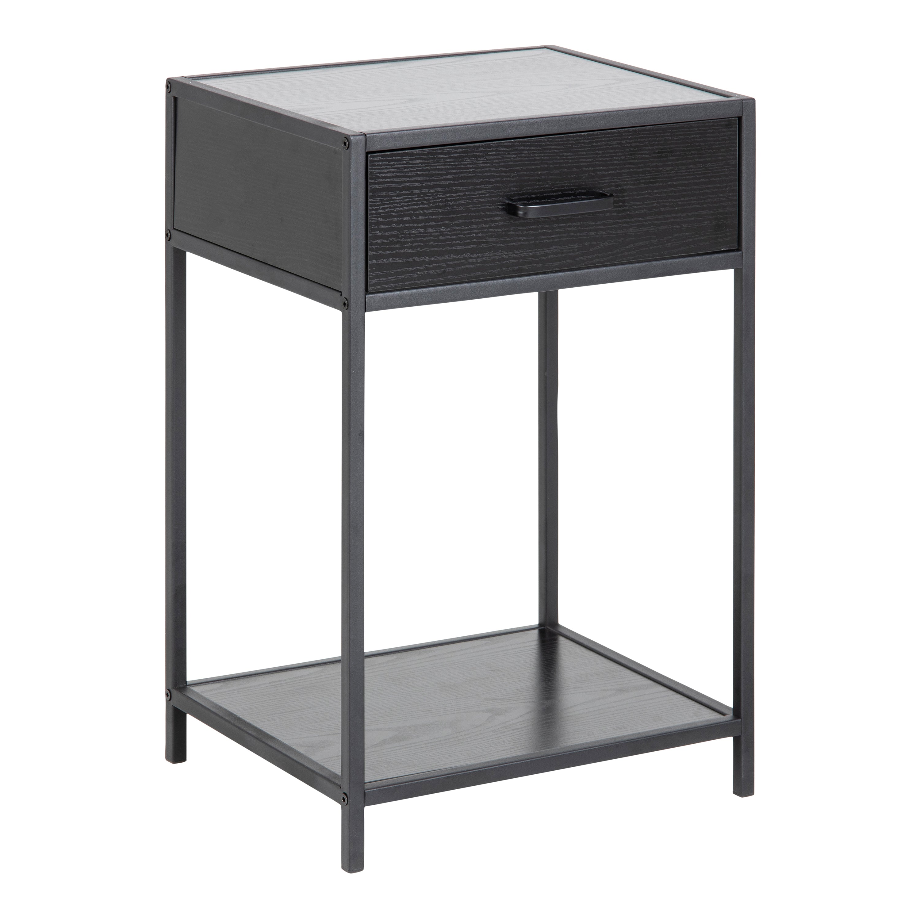 Seaford Bedside Table with 1 Drawer in Black – FTG