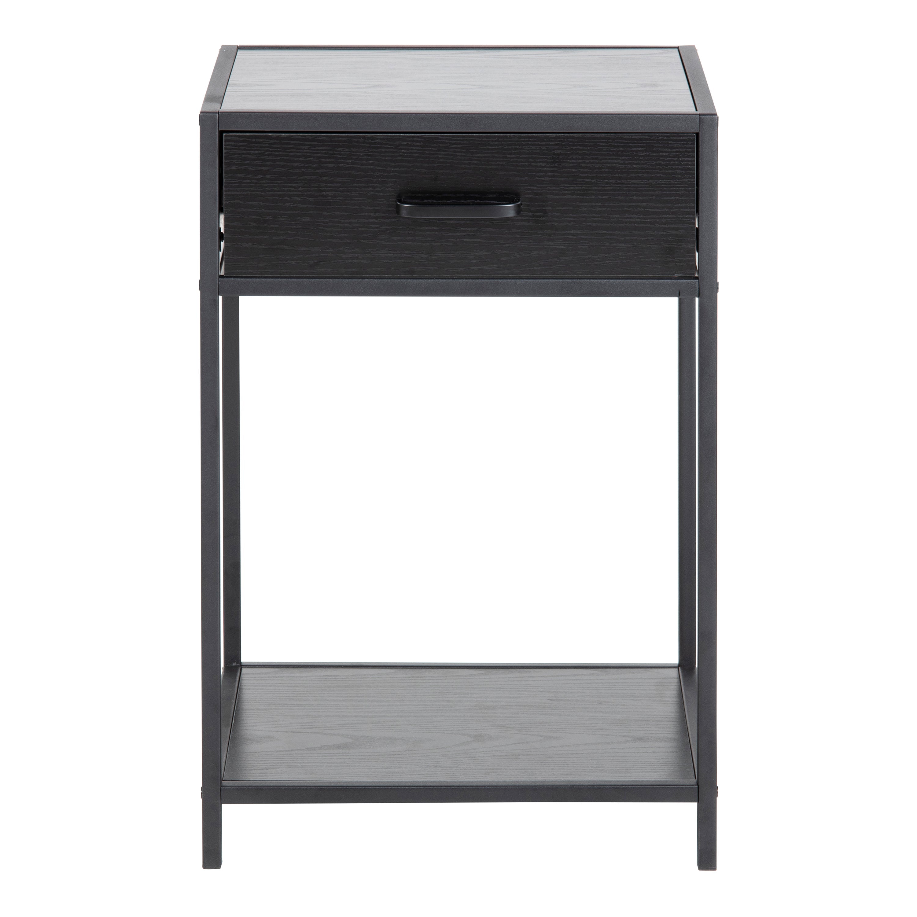 Seaford Bedside Table with 1 Drawer in Black – FTG, view 2