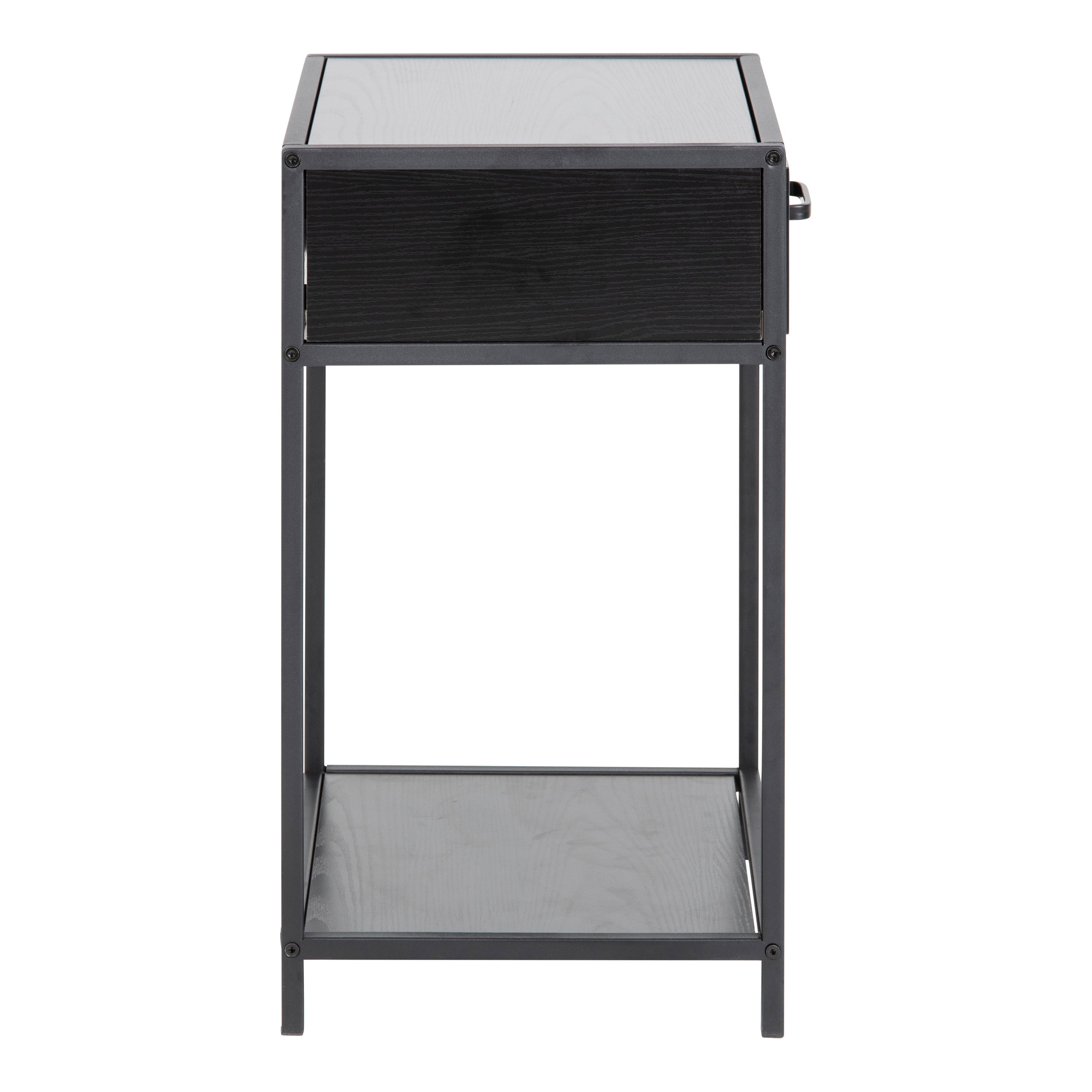 Seaford Bedside Table with 1 Drawer in Black – FTG, view 3