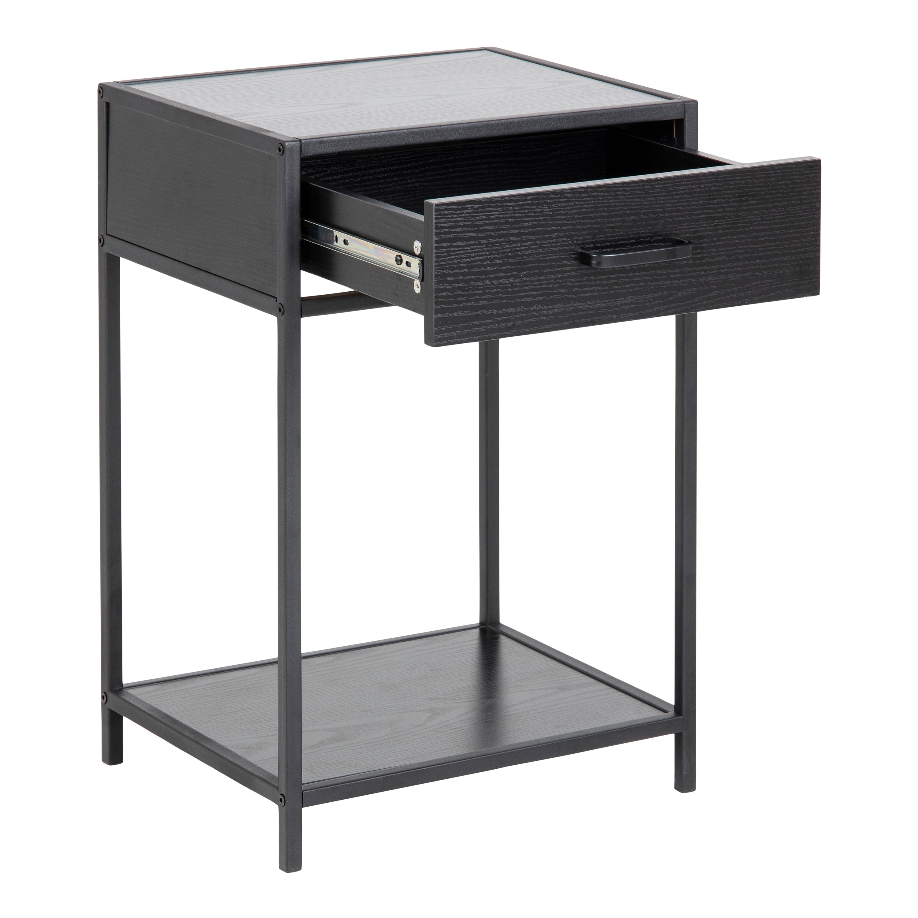 Seaford Bedside Table with 1 Drawer in Black – FTG, view 4