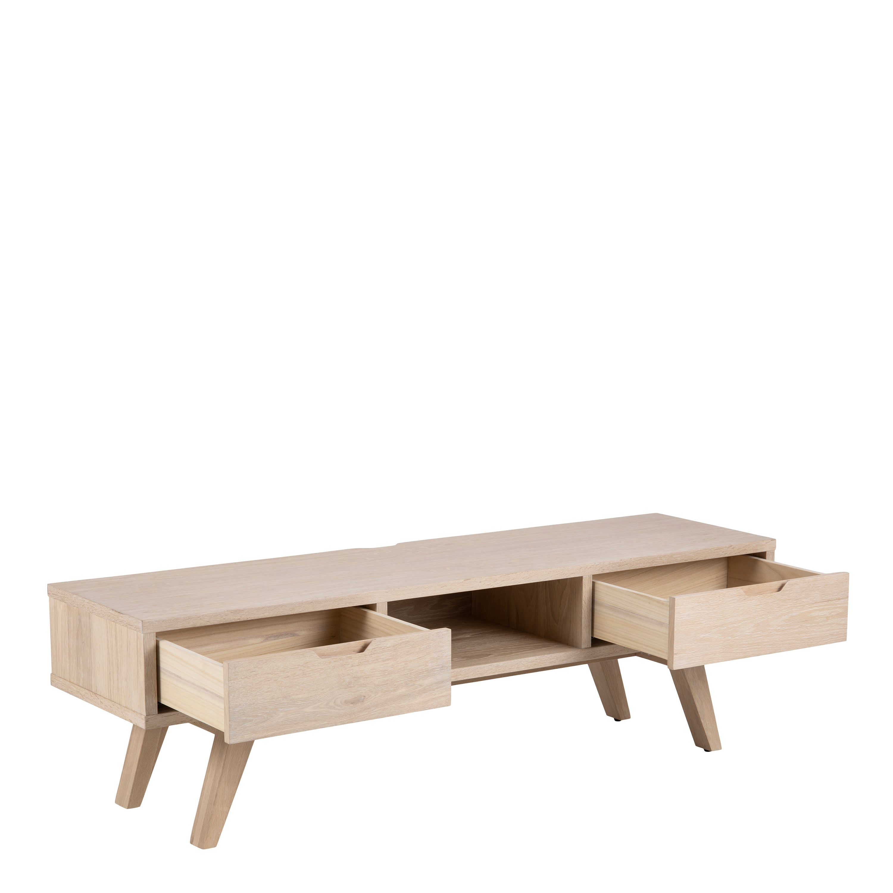 A-Line TV Unit with 2 Drawers in White Oak – FTG, view 4