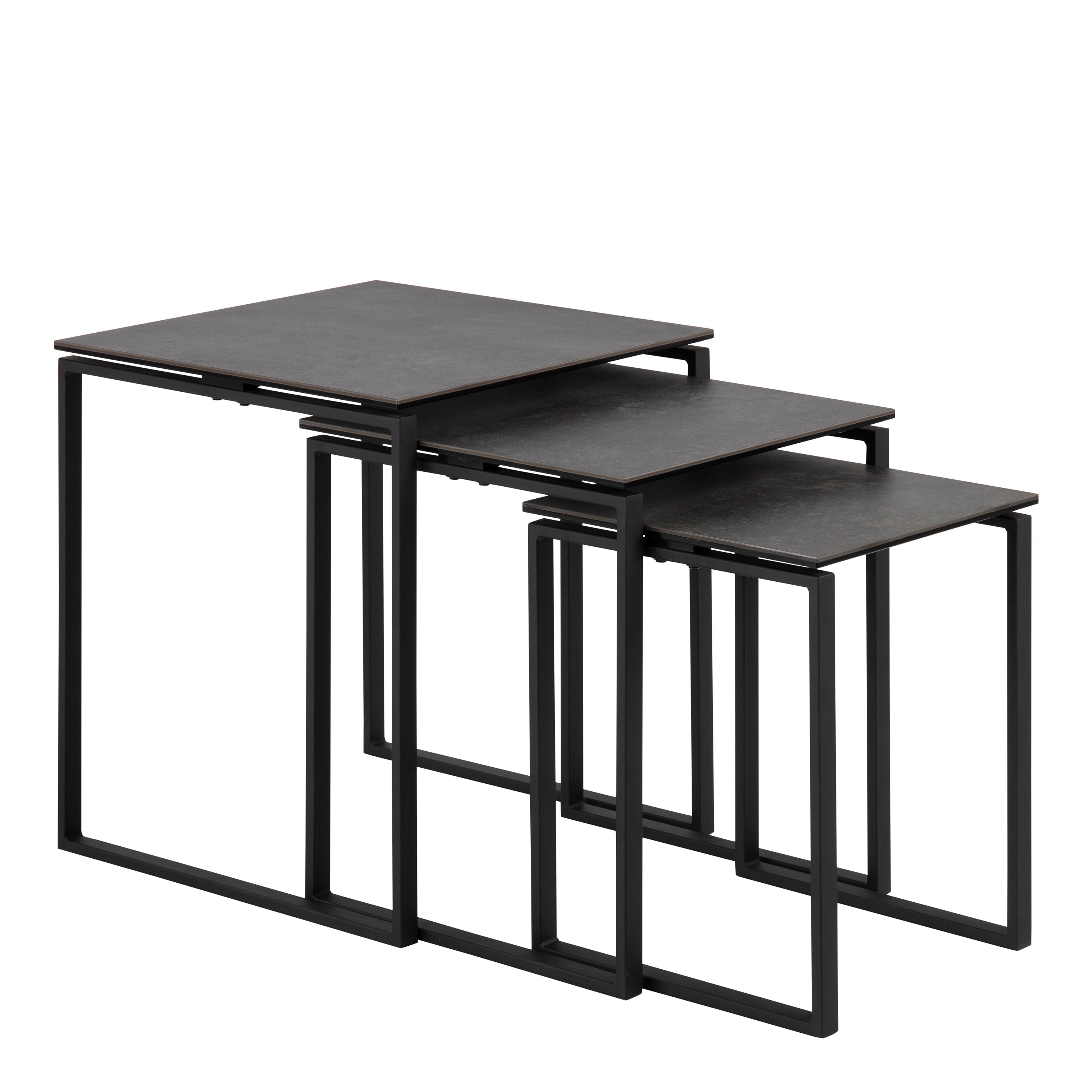 Katrine Ceramic Nest of Tables in Black Set of 3 – FTG