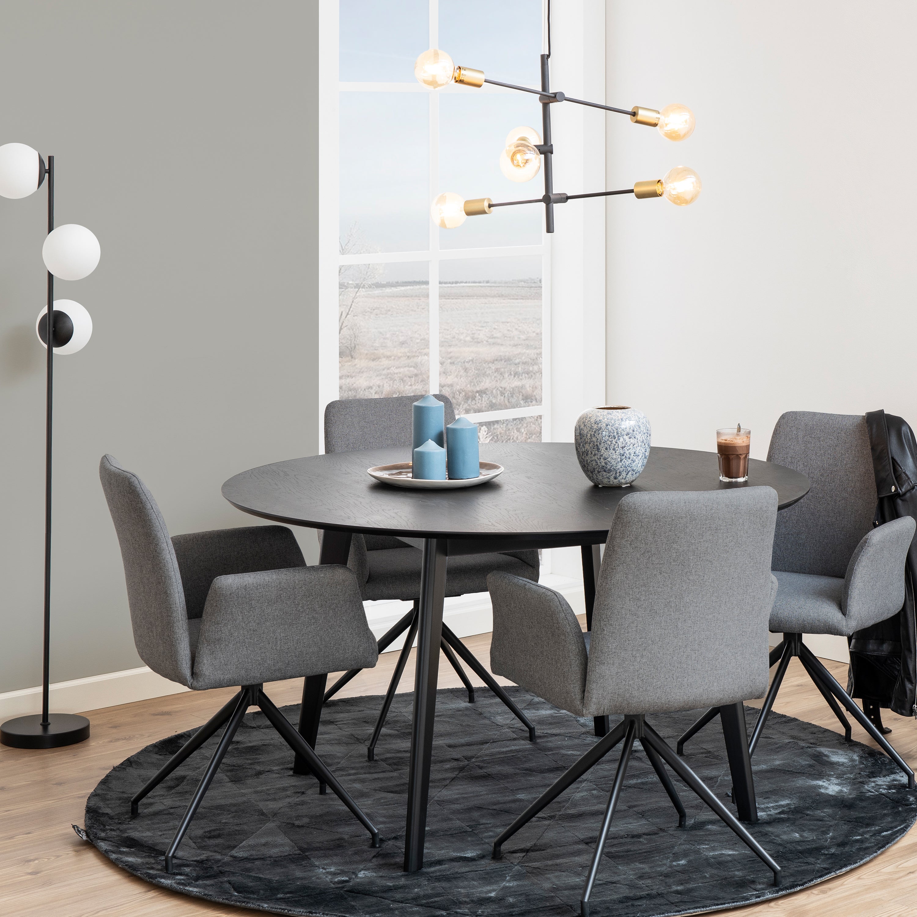 Roxby Round Dining Table in Black 140x76cm – FTG, view 5