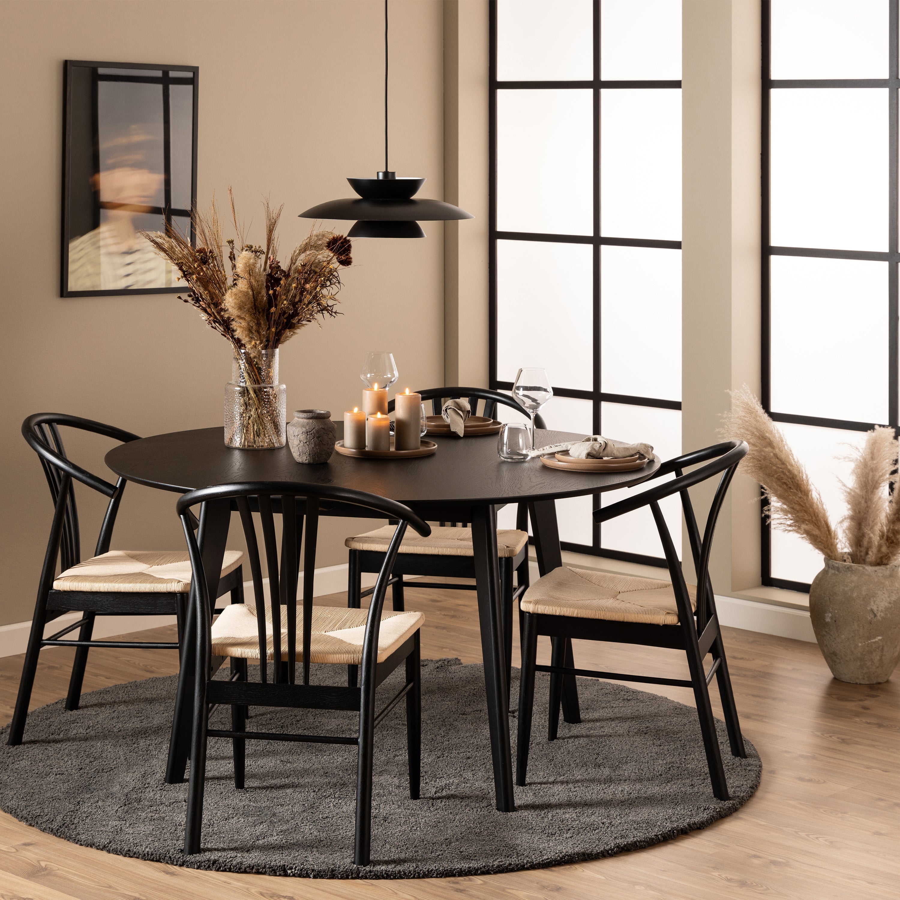 Roxby Round Dining Table in Black 140x76cm – FTG, view 6