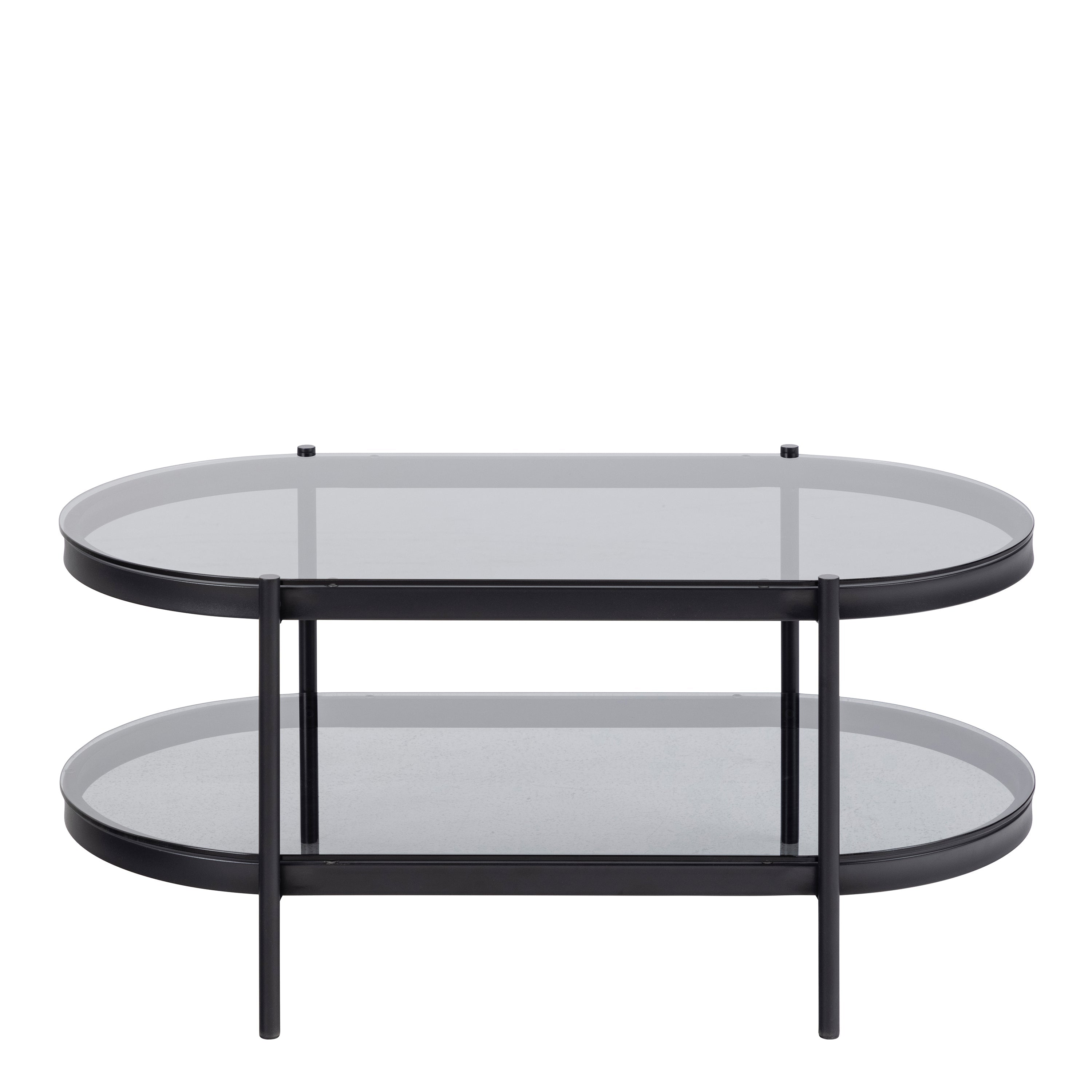 Bayonne Oval Coffee Table with Smoked Glass Top – FTG, view 2