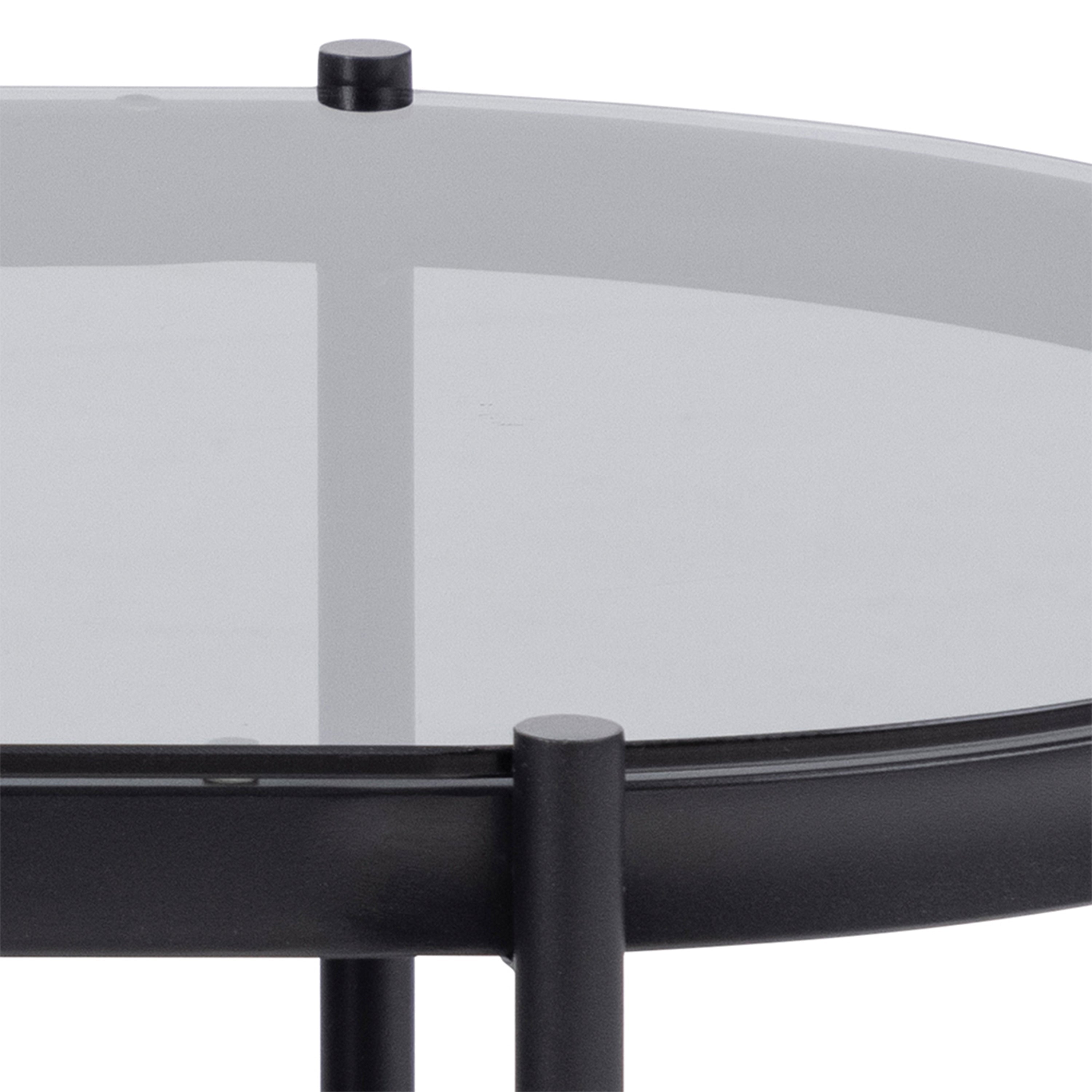 Bayonne Oval Coffee Table with Smoked Glass Top – FTG, view 9
