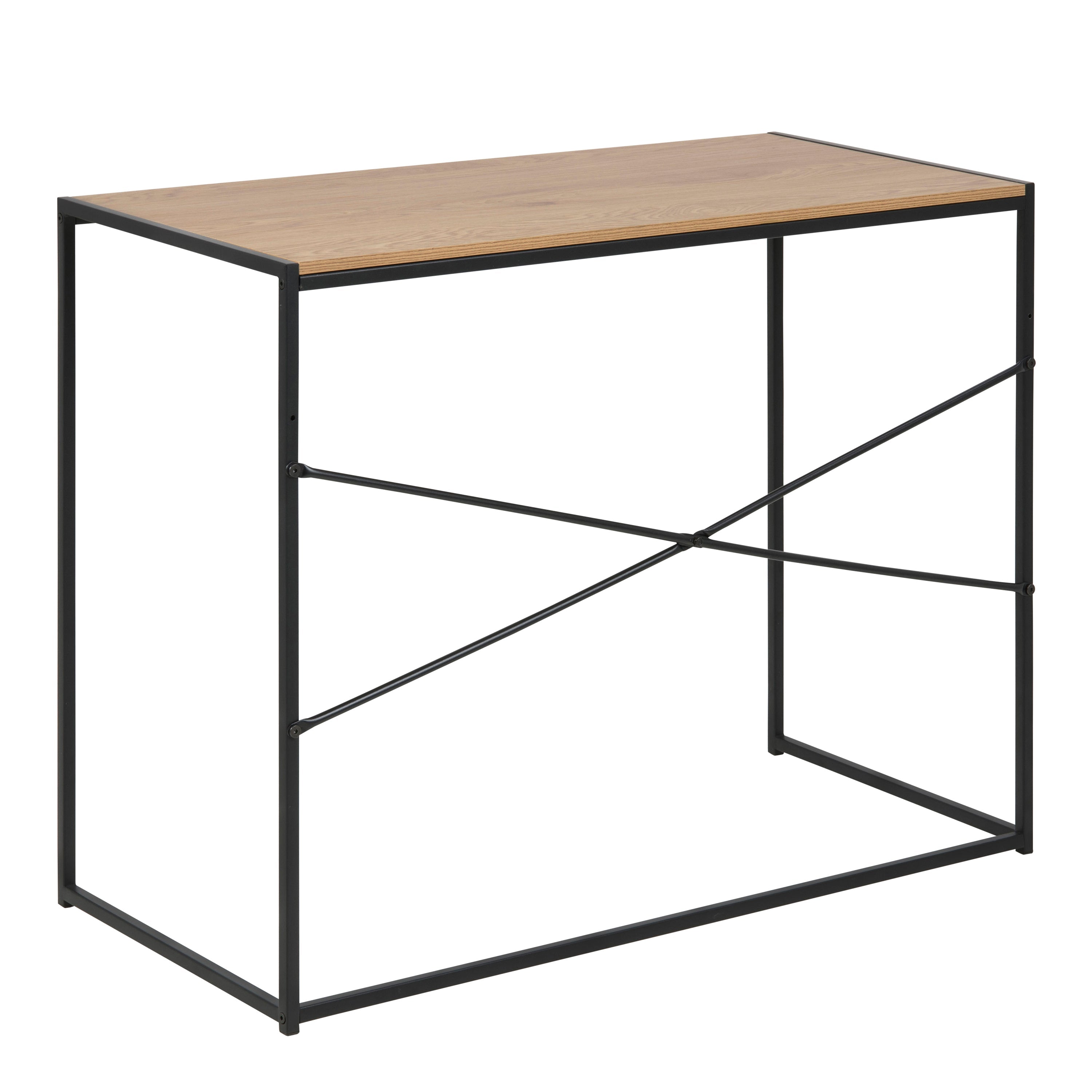 Seaford Office Desk in Black & Oak – FTG, view 3