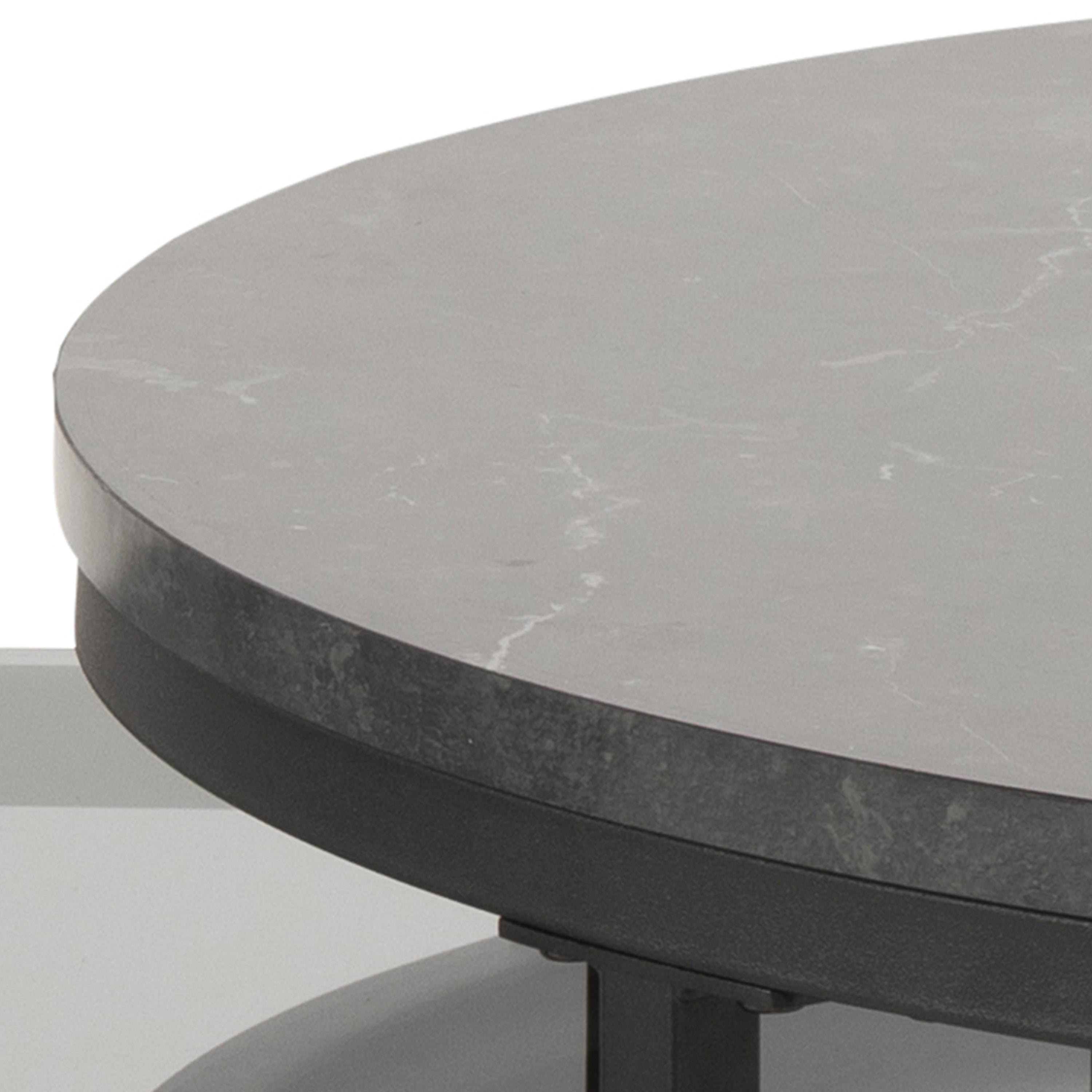 Spiro Round/Oval Coffee Table Set with Black Marble/Smoked Melamine Glass Top – FTG, view 5
