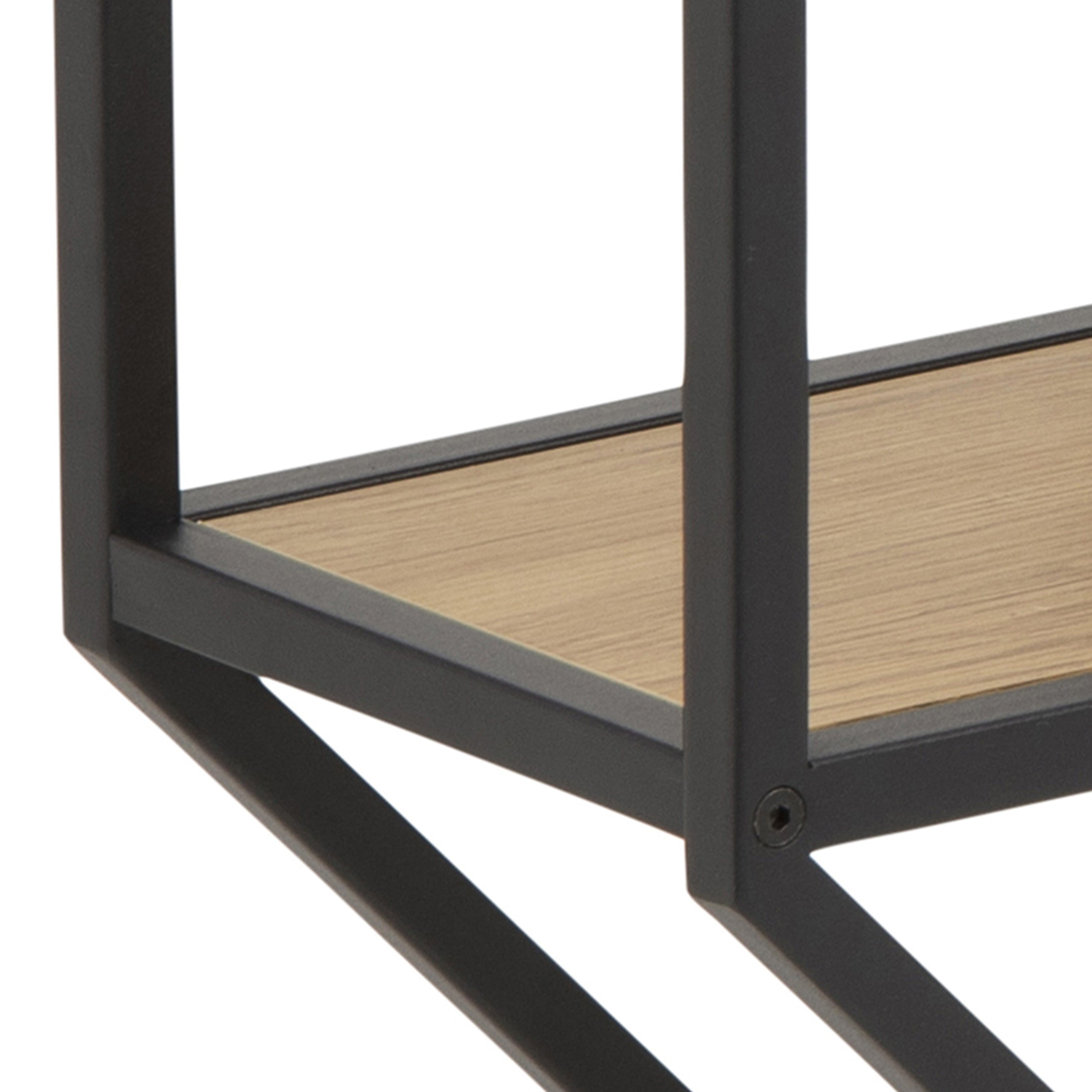 Seaford Octagonal Metal Wall Shelf in Black & Oak – FTG, view 5