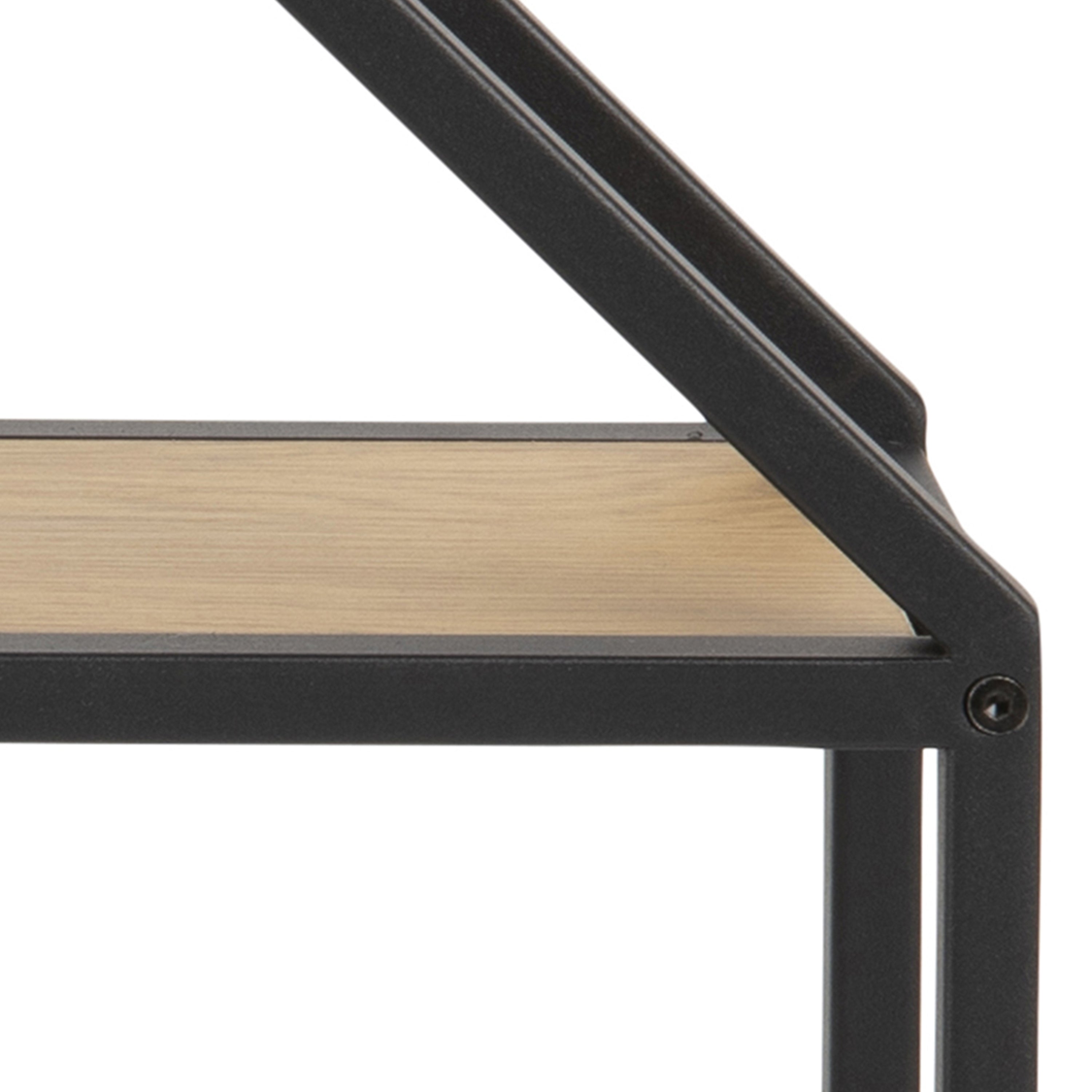 Seaford Octagonal Metal Wall Shelf in Black & Oak – FTG, view 7