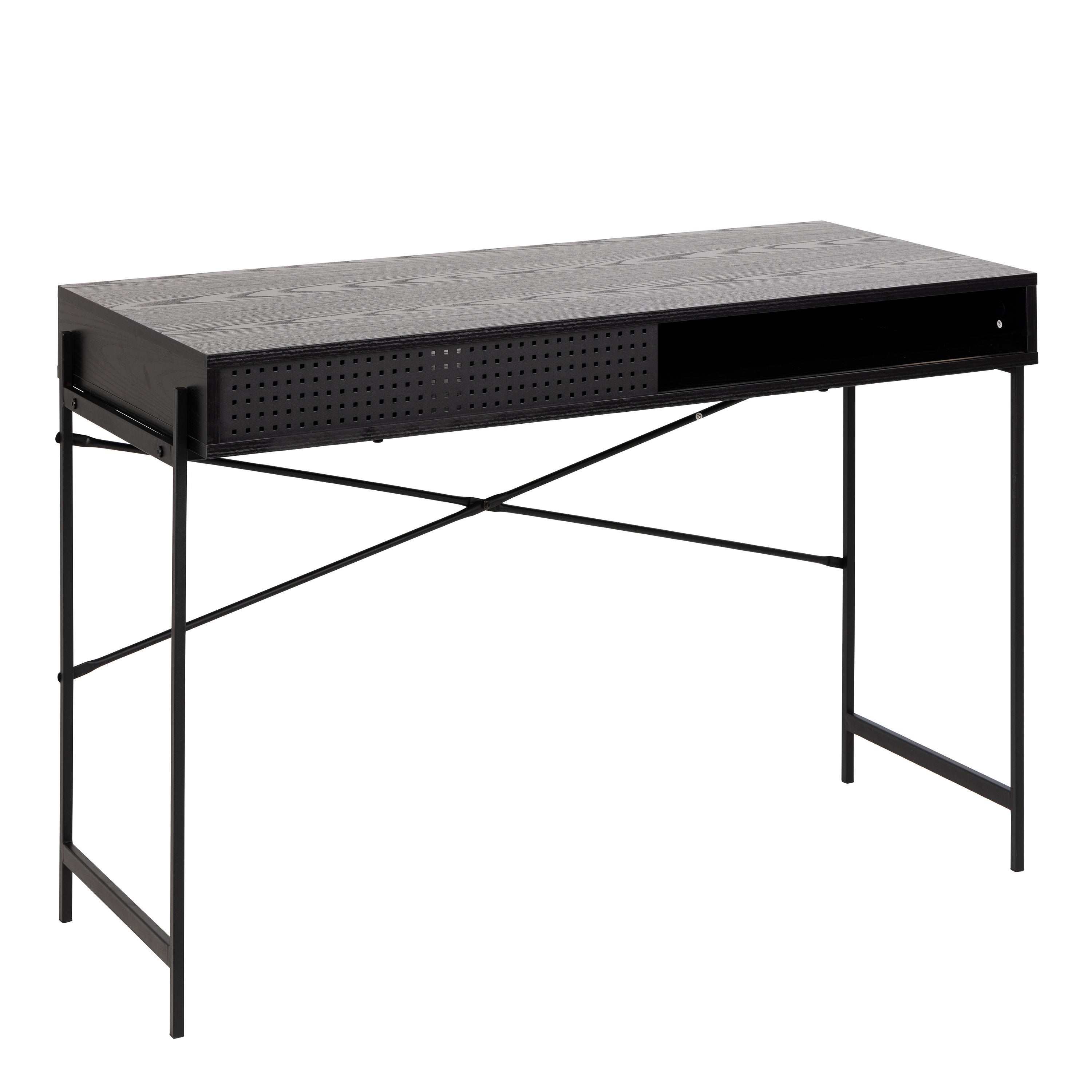 Angus Office Desk with Sliding Door in Black – FTG