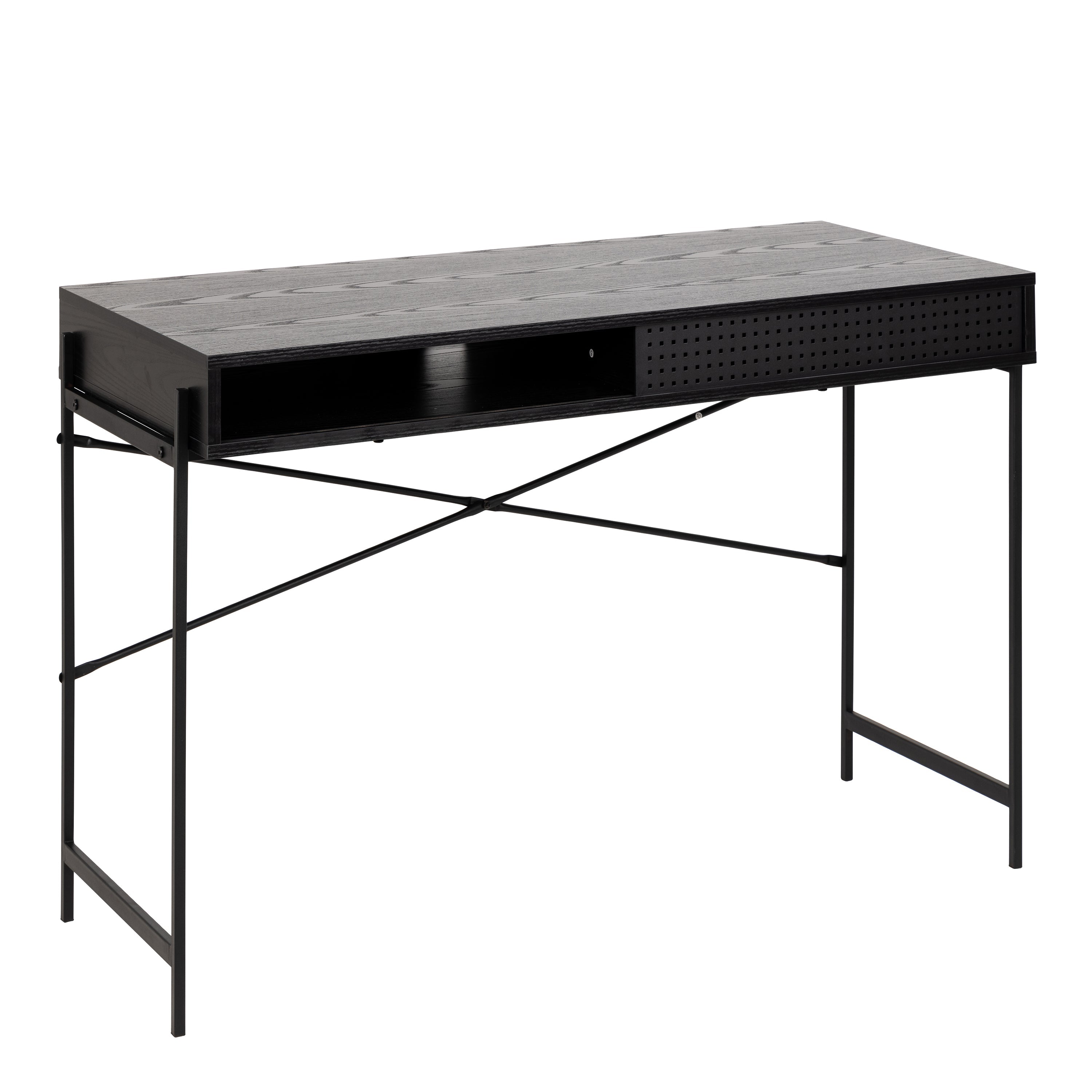 Angus Office Desk with Sliding Door in Black – FTG, view 4