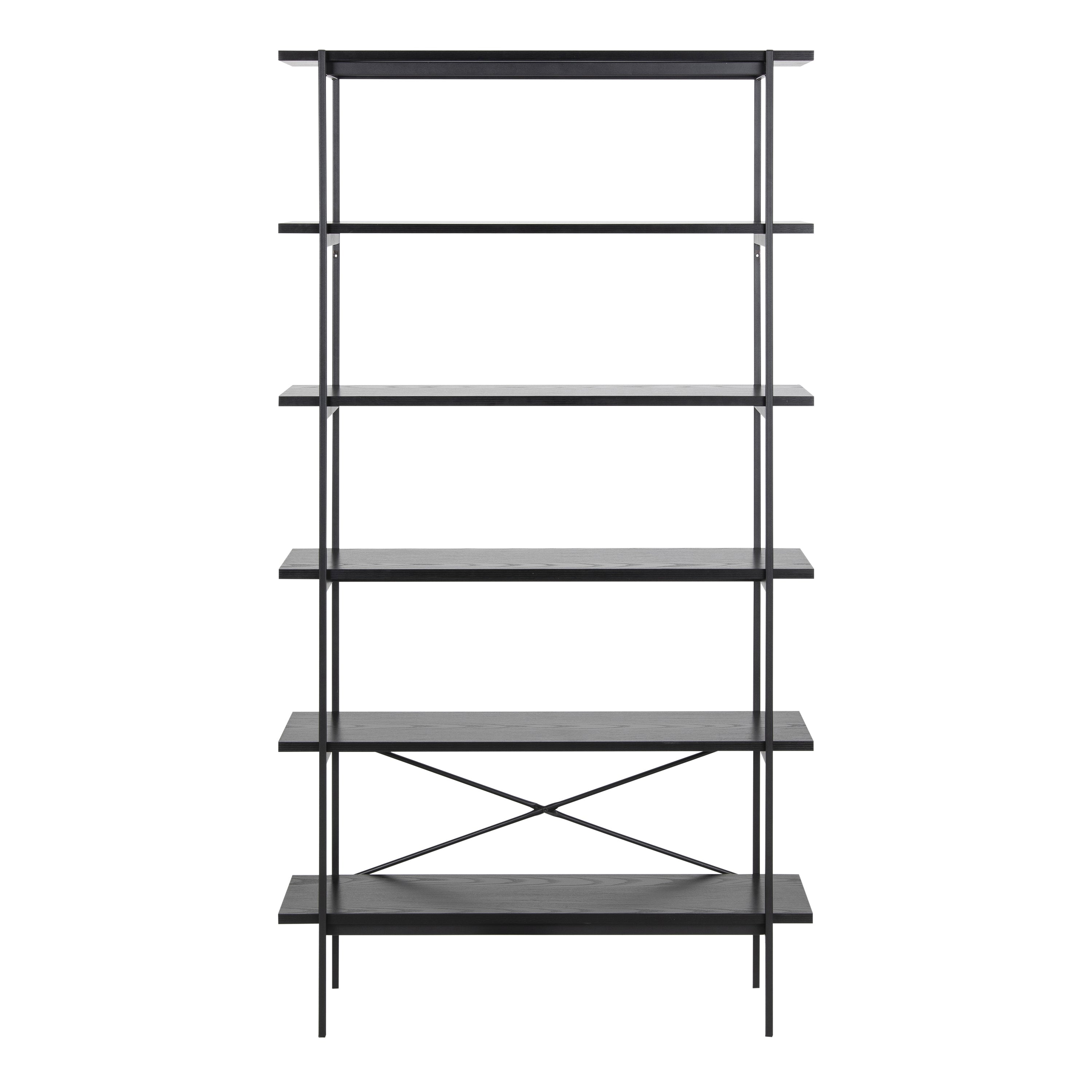 Angus Bookcase with 5 Shelves in Black – FTG, view 2