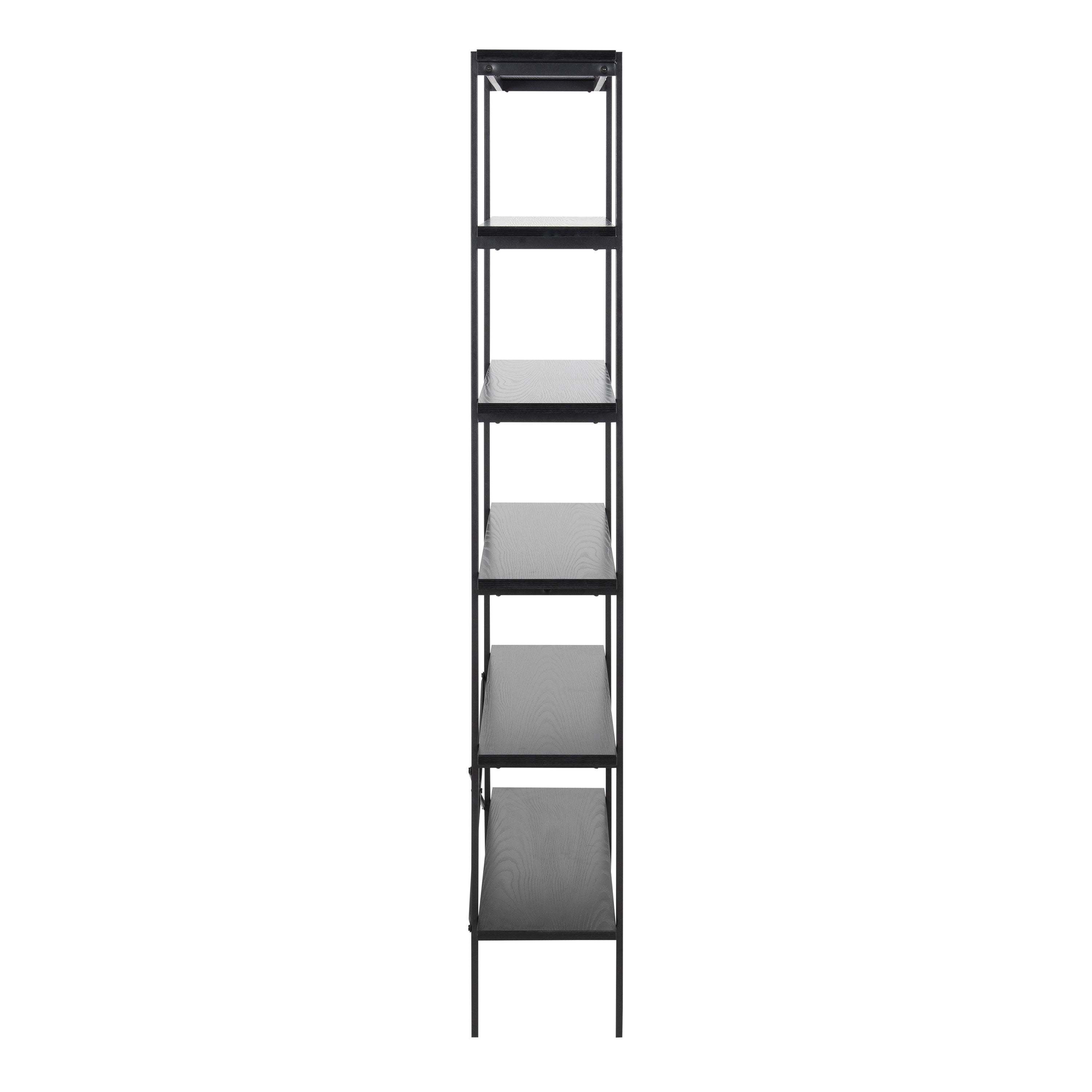 Angus Bookcase with 5 Shelves in Black – FTG, view 3