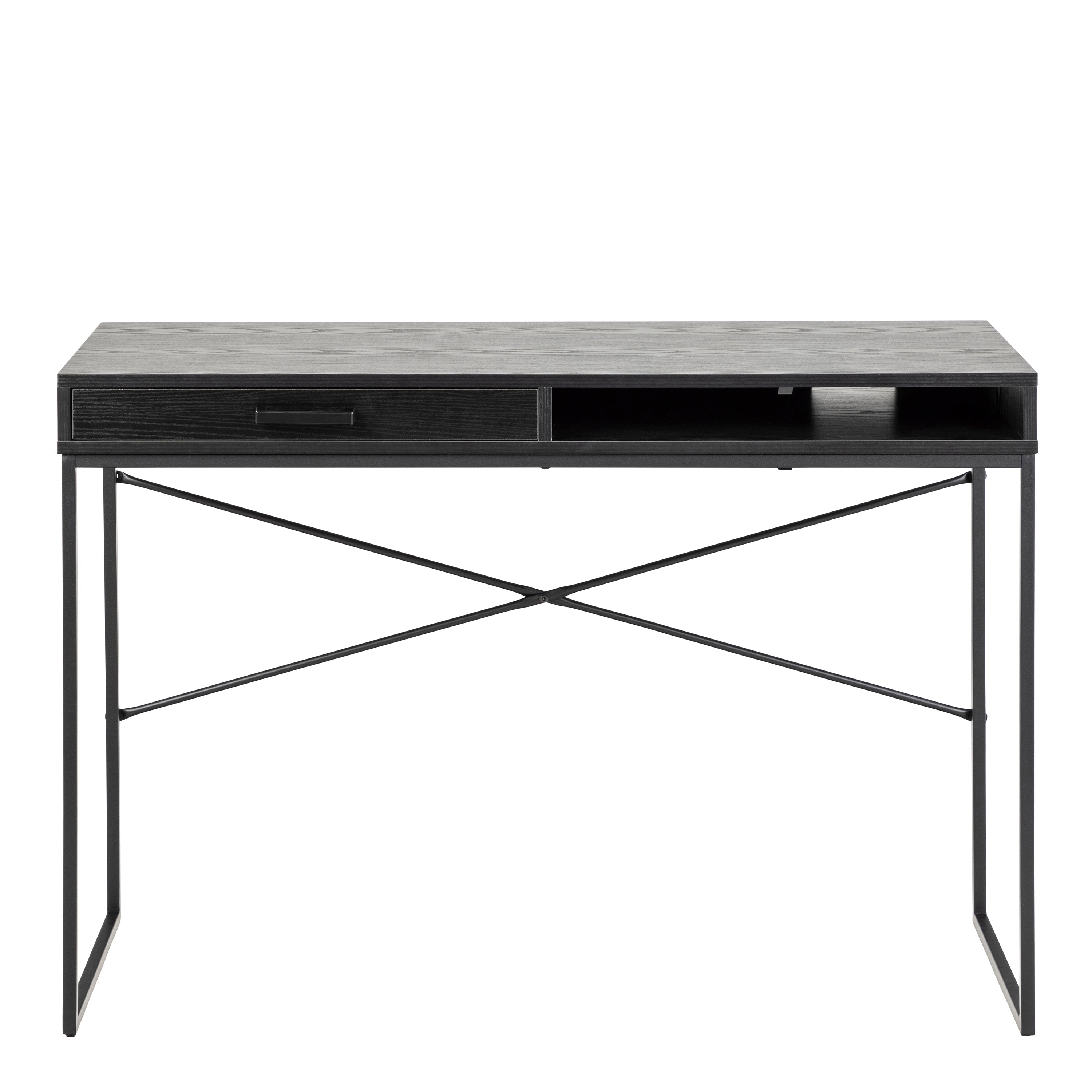 Seaford 1 Drawer Office Desk in Ash Black – FTG, view 2