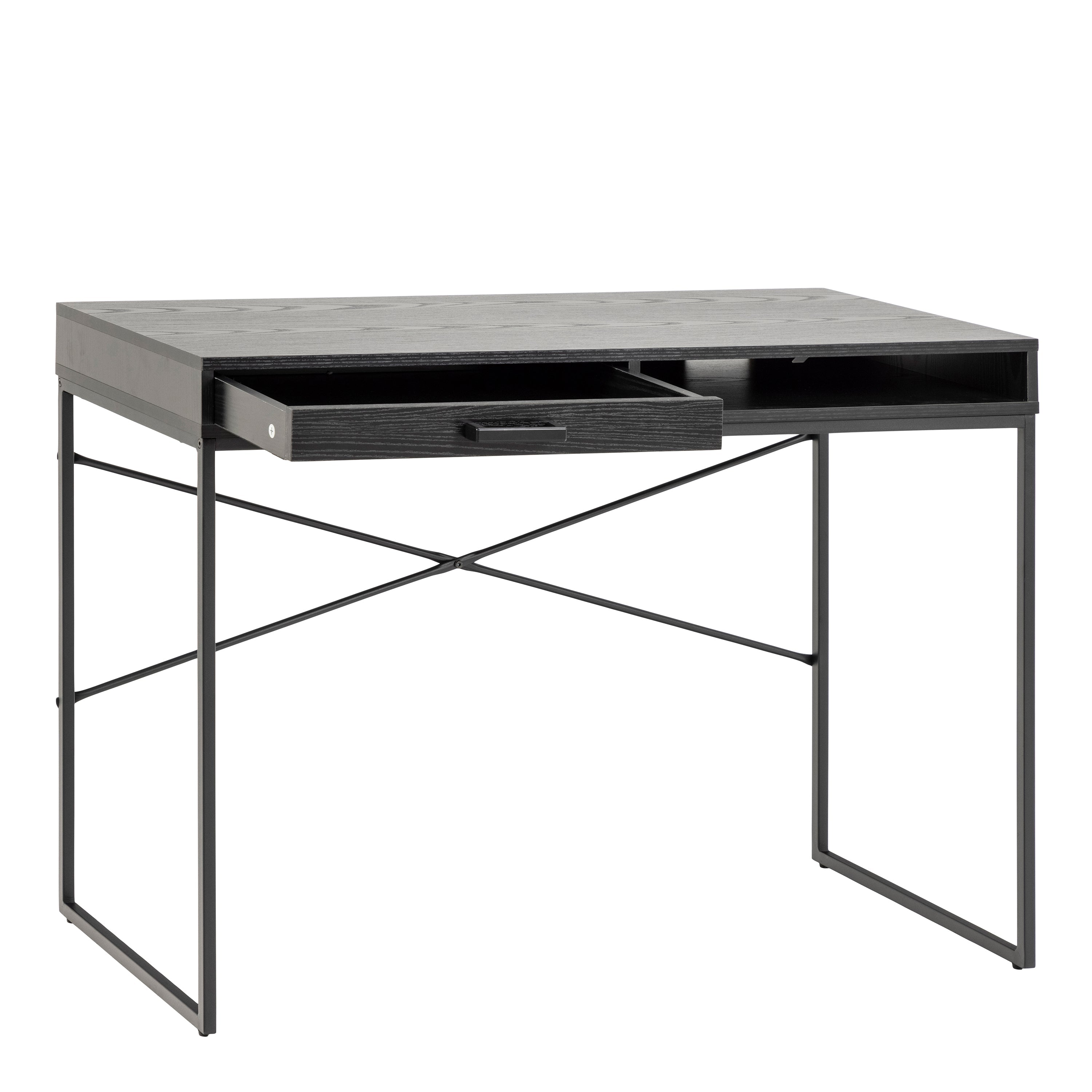 Seaford 1 Drawer Office Desk in Ash Black – FTG, view 4
