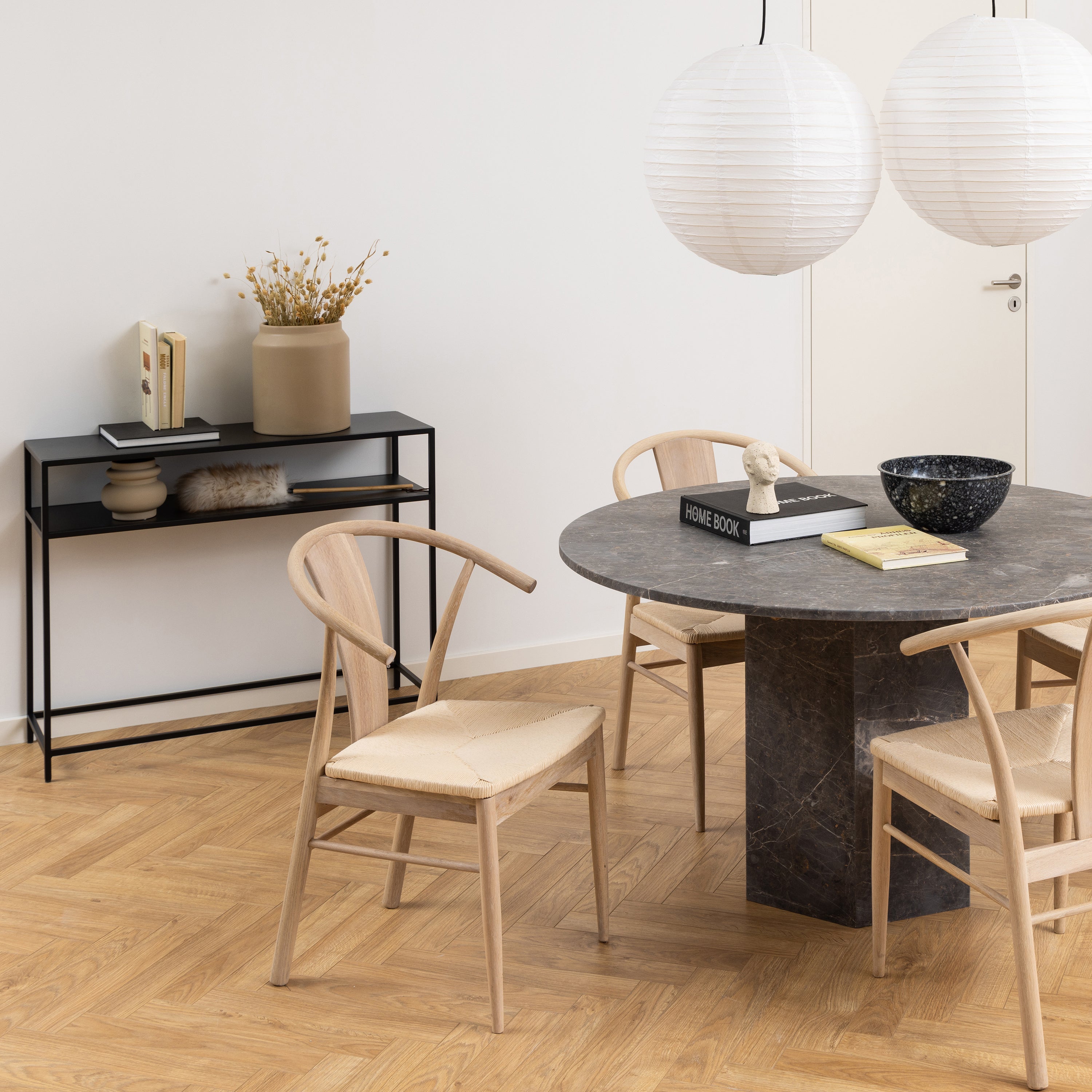 Newcastle Console Table with Open Shelf in Matt Black – FTG, view 4