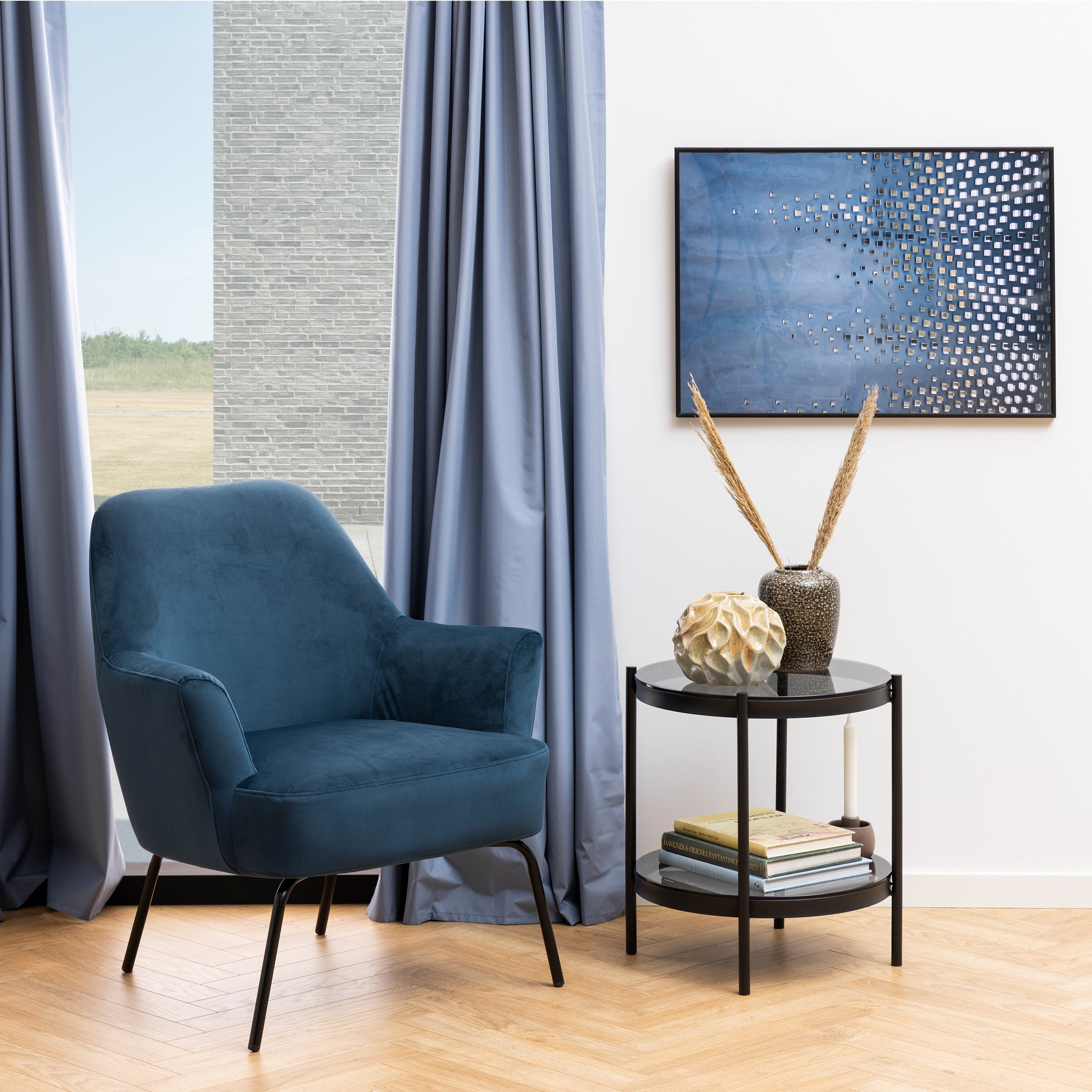Melissa Lounge Chair in Navy Blue – FTG, view 4