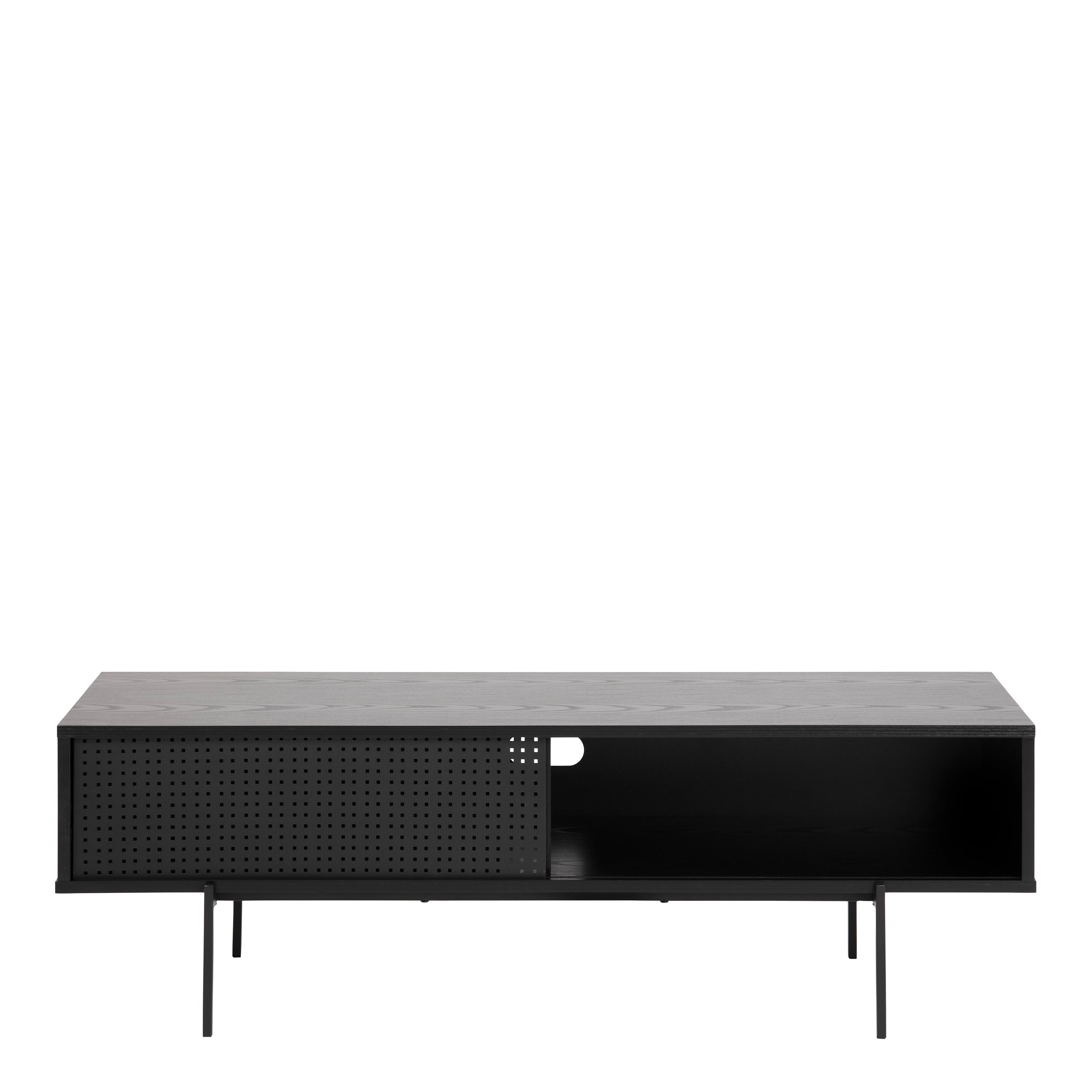 Angus TV Unit with 1 Sliding Door in Black – FTG, view 2