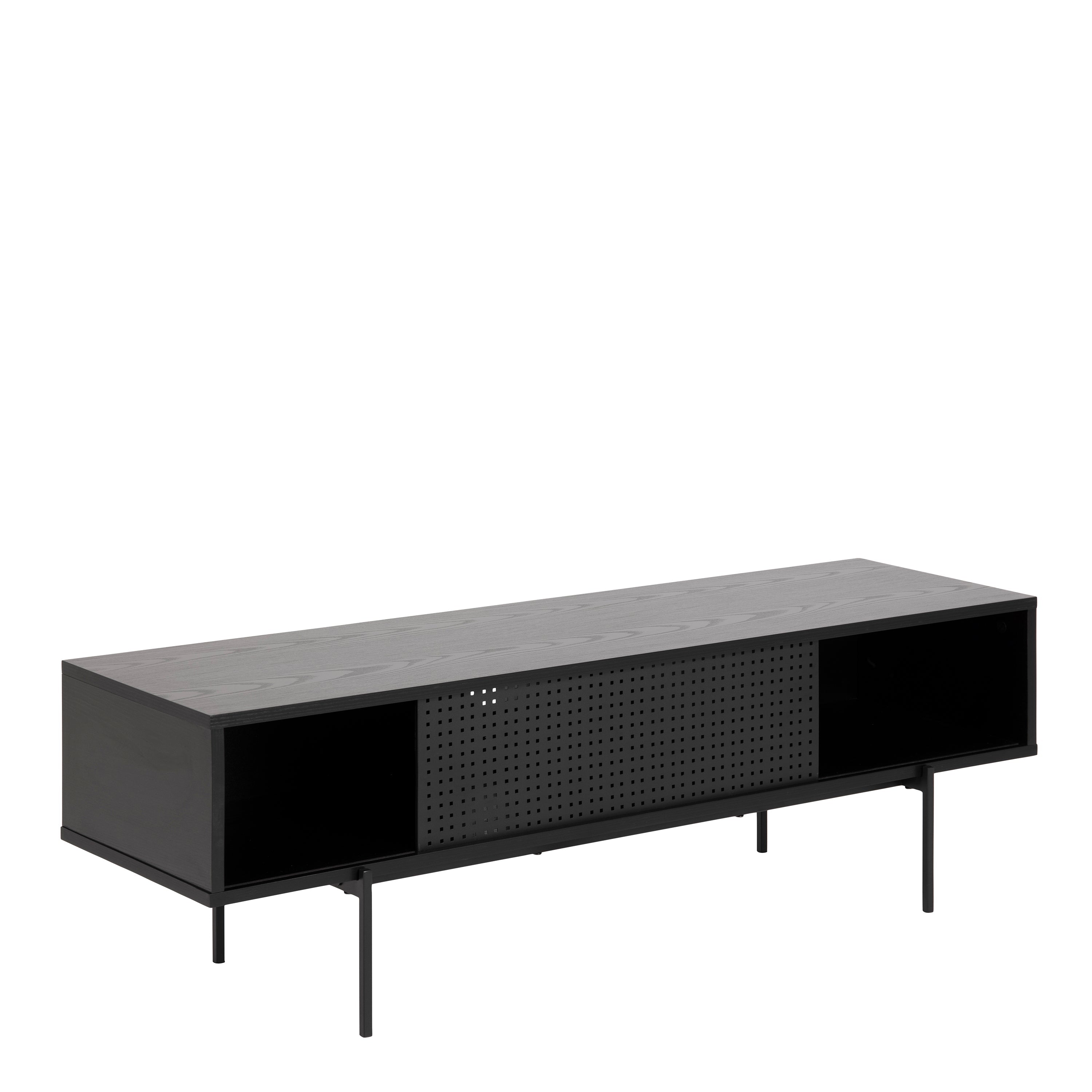 Angus TV Unit with 1 Sliding Door in Black – FTG, view 4