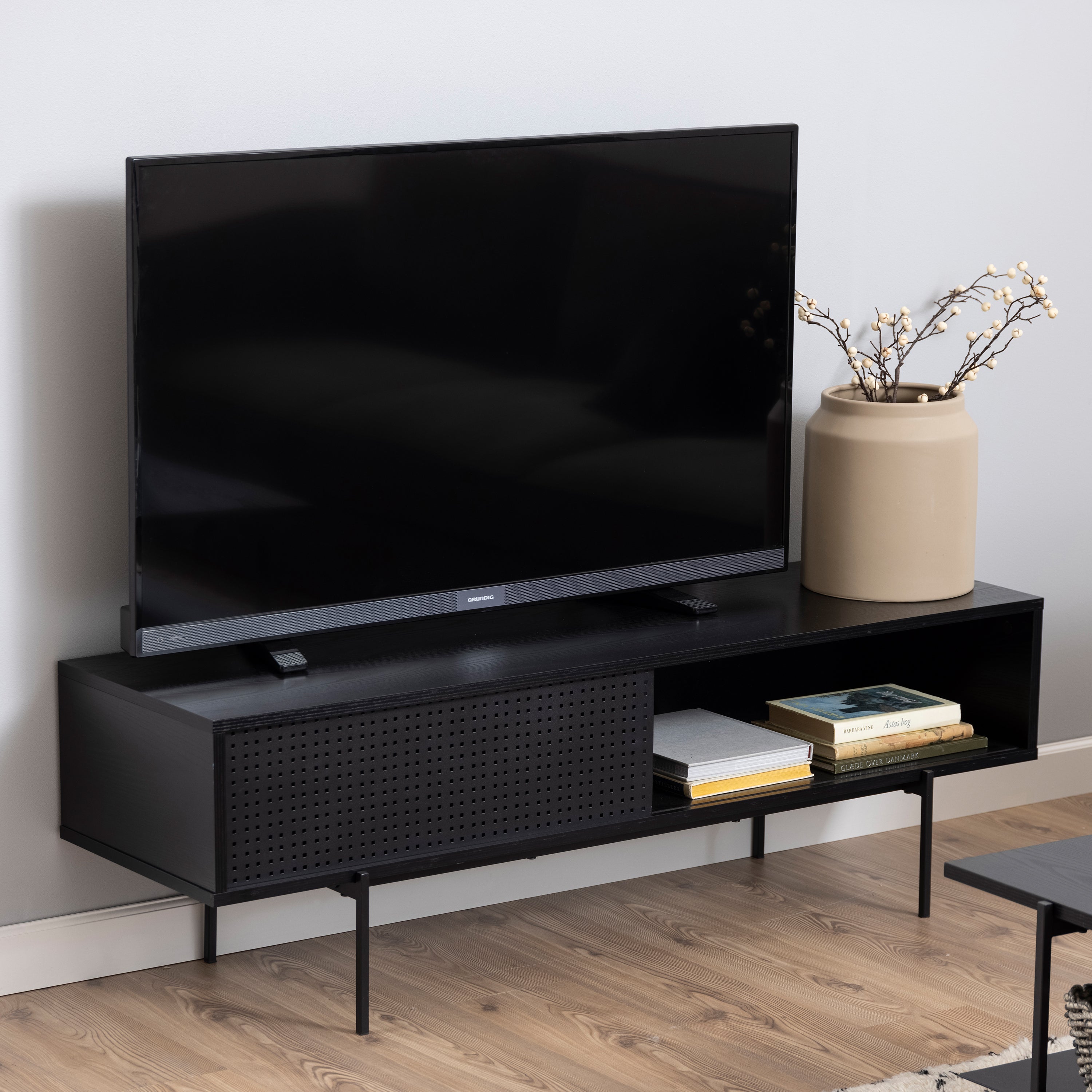 Angus TV Unit with 1 Sliding Door in Black – FTG, view 6